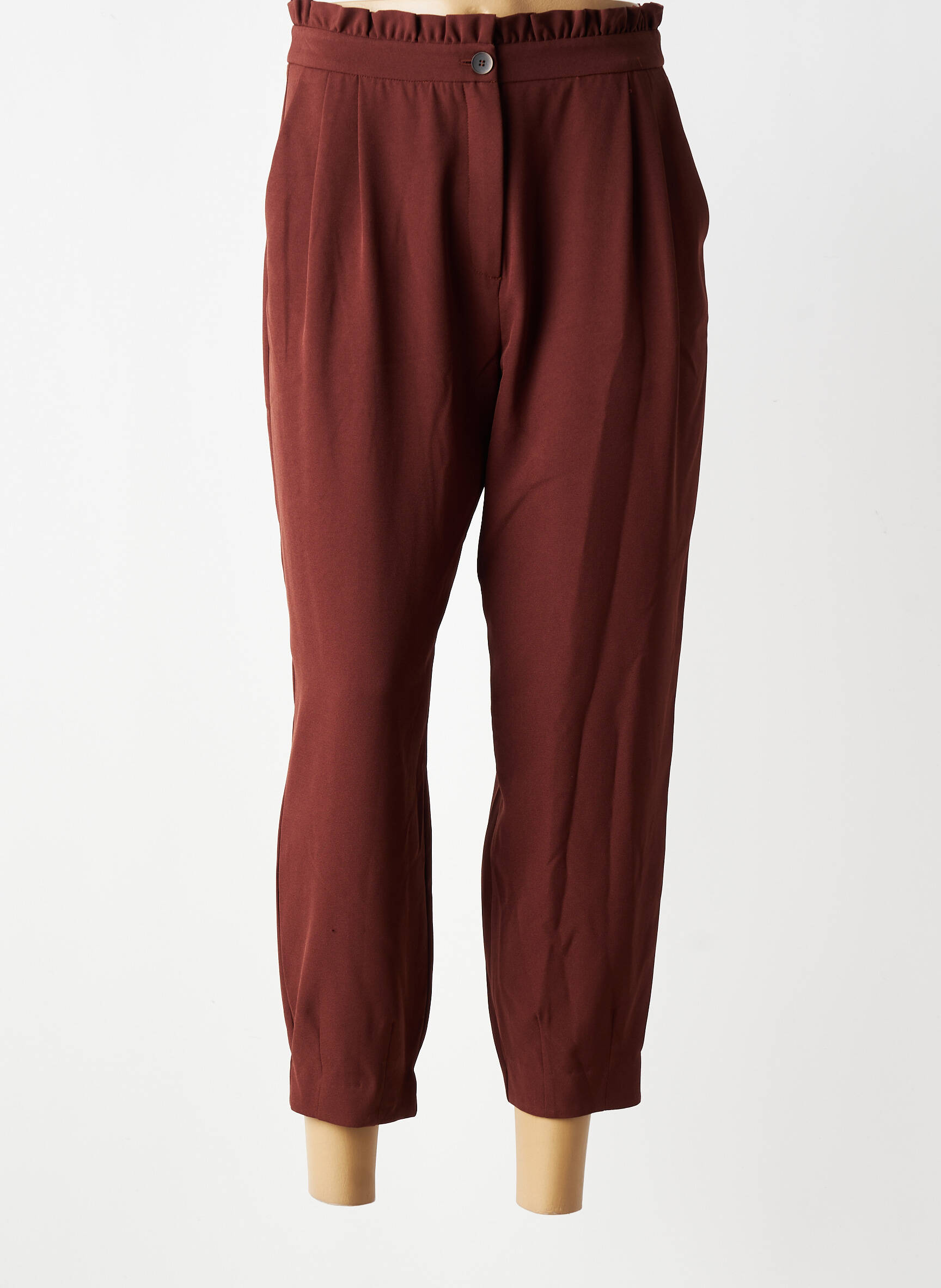 Pantalon slim talie înaltă talie înaltă maro GEVANA femeie