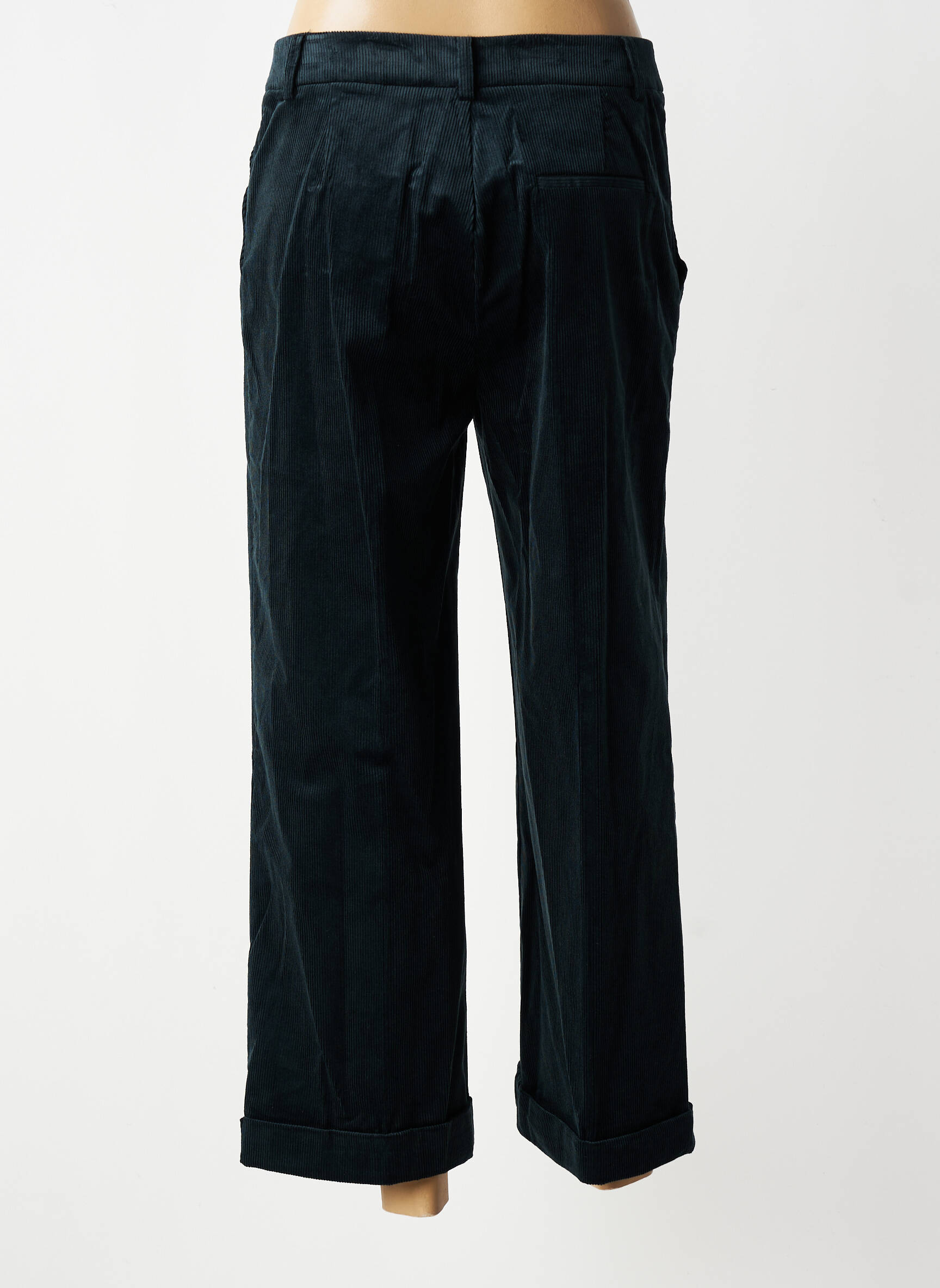 Pantalon drept închidere cu fermoar sub clapetă cu nasturi mărime normală verde DIVILUNE femeie