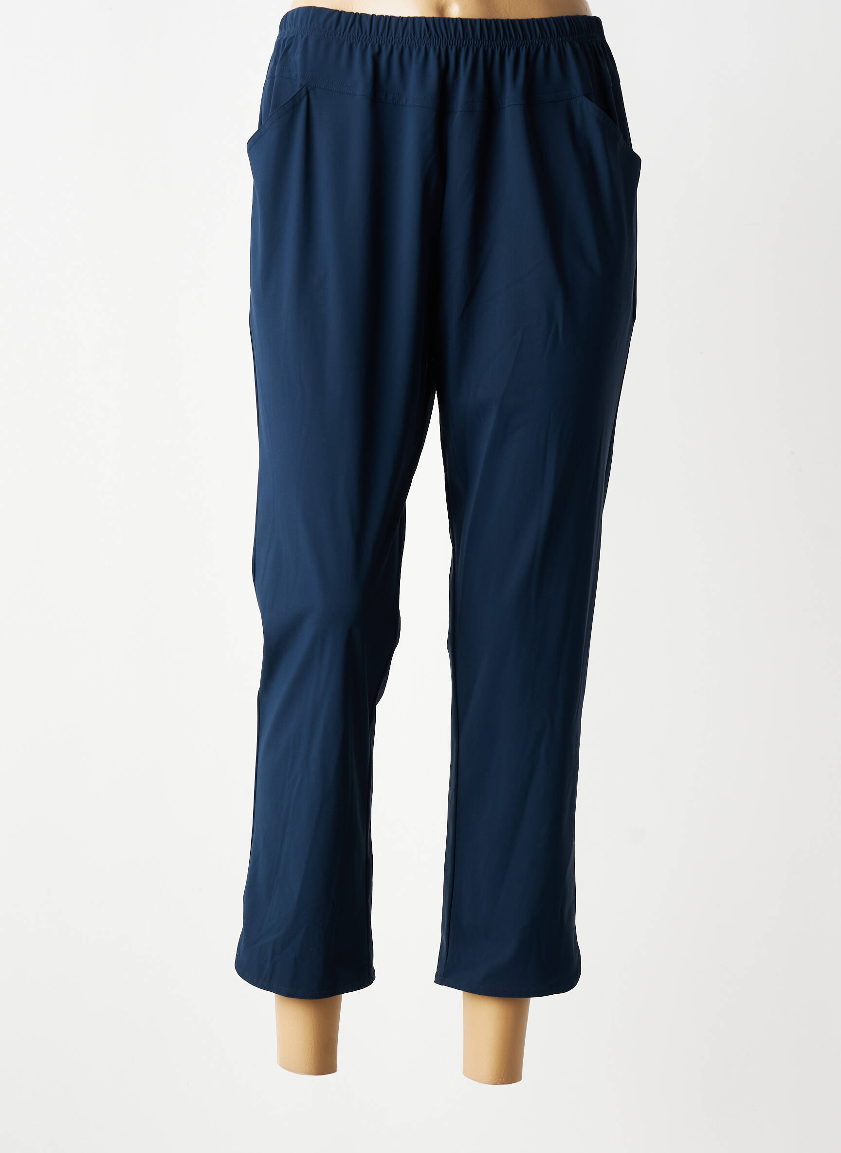 Pantalon slim talie elastică mărime normală albastru GEVANA femeie