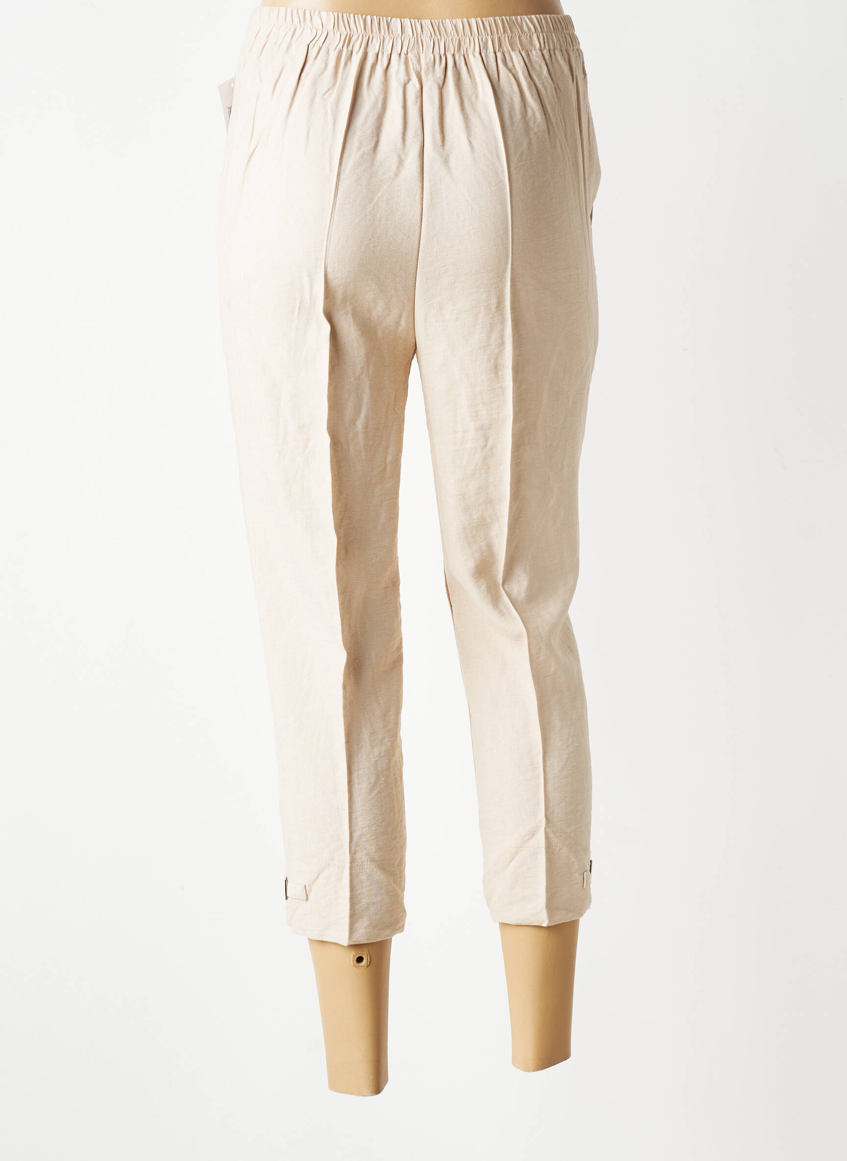 Pantalon trei sferturi talie elastică mărime normală bej GEVANA femeie