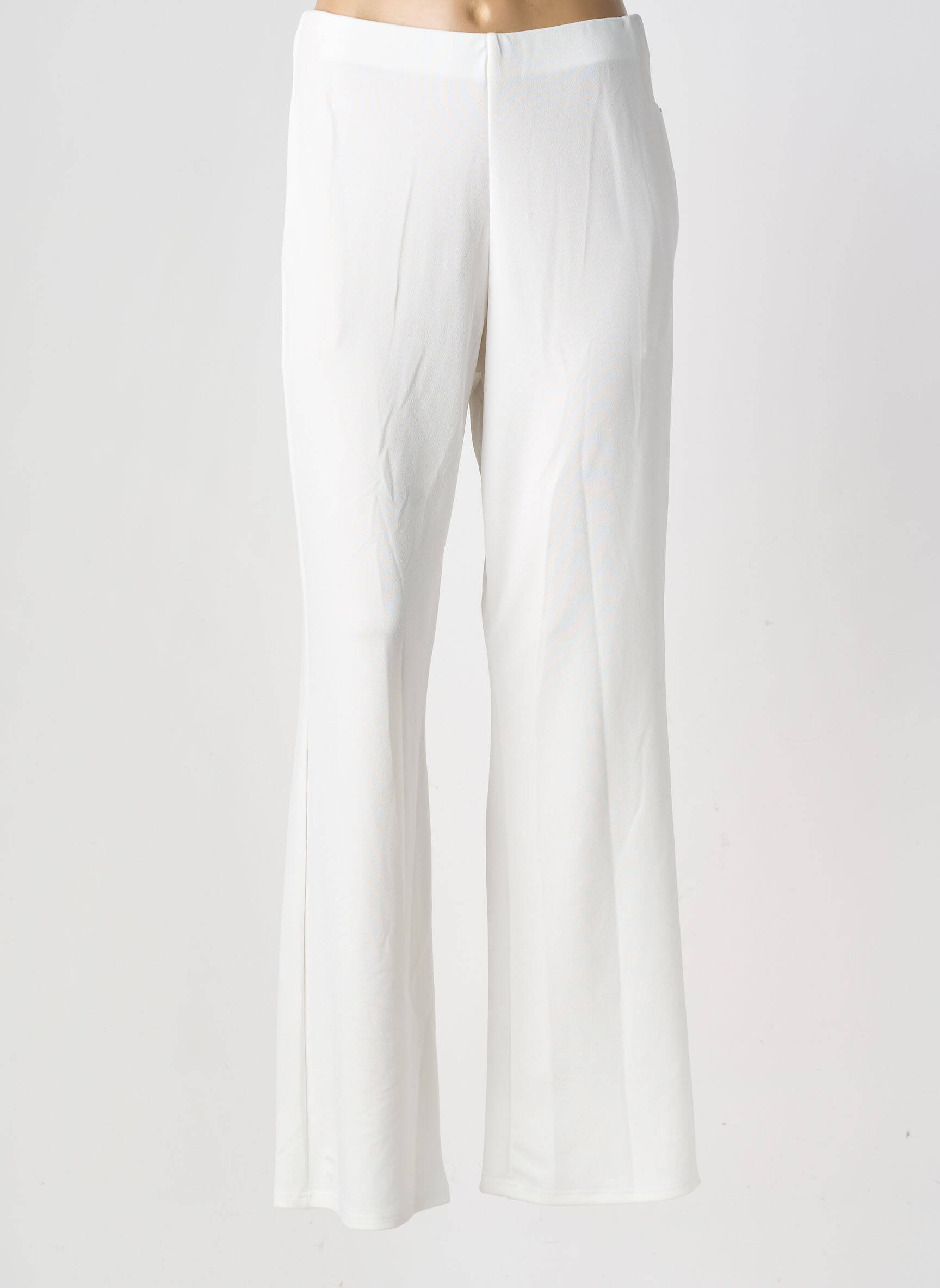Pantalon drept țesătură crep mărime normală alb GEVANA femeie