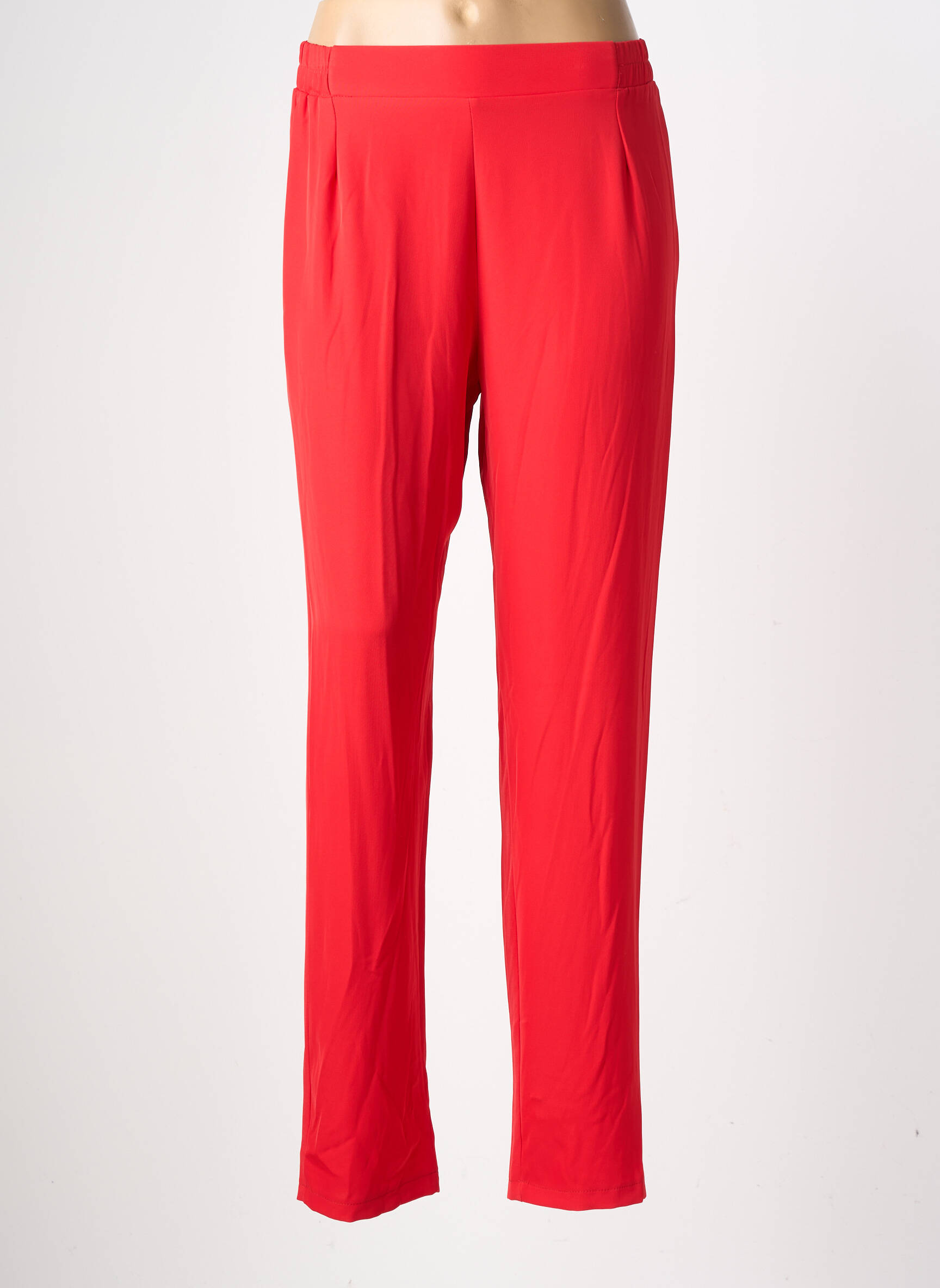 Pantalon slim talie elastică mărime normală roșu GEVANA femeie