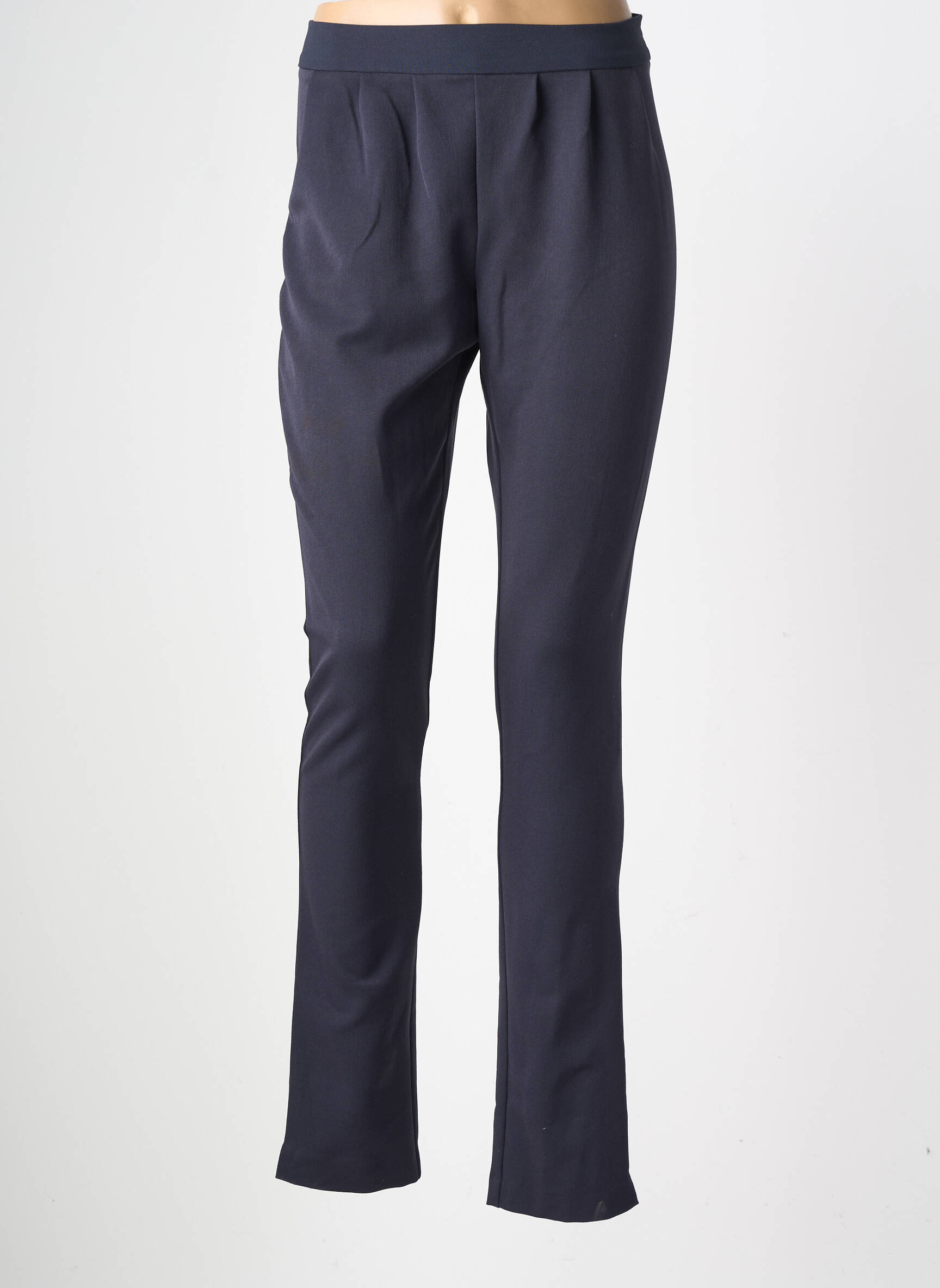 Pantalon slim țesătură poplin mărime normală albastru GEVANA femeie