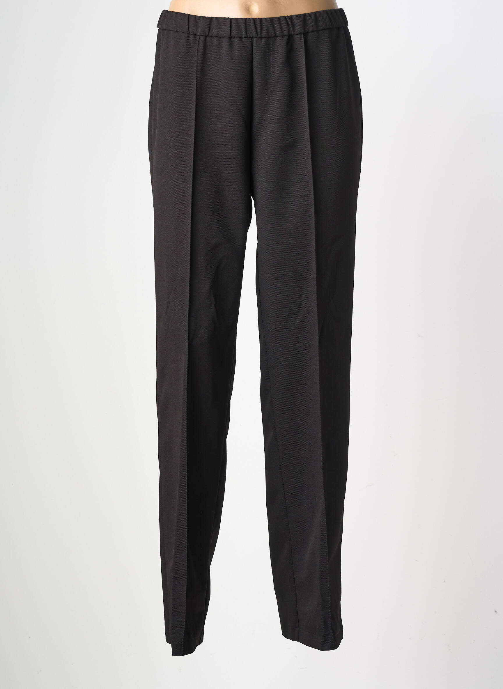 Pantalon drept țesătură poplin mărime normală negru GEVANA femeie