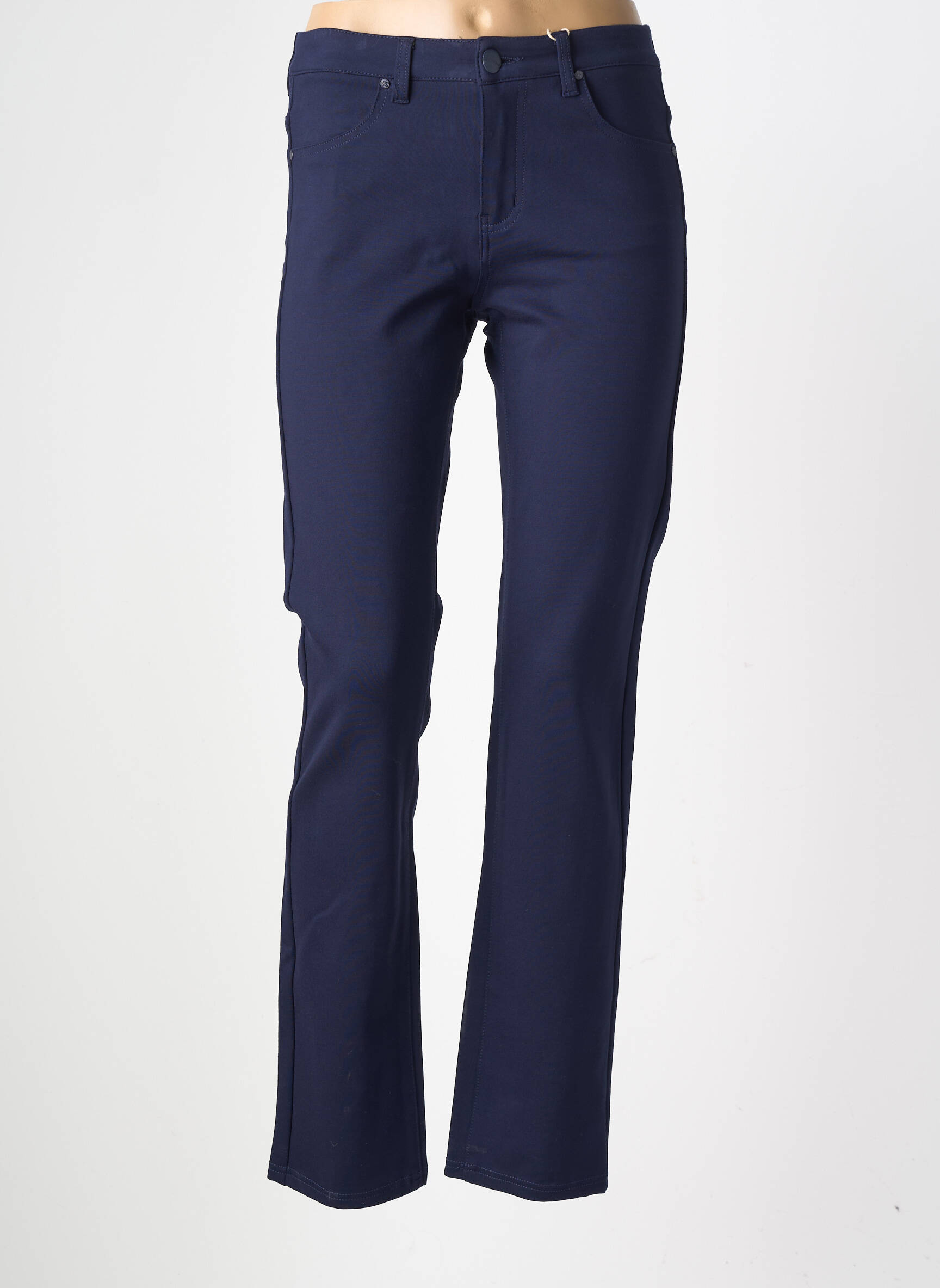 Pantalon slim țesătură poplin mărime normală albastru GEVANA femeie