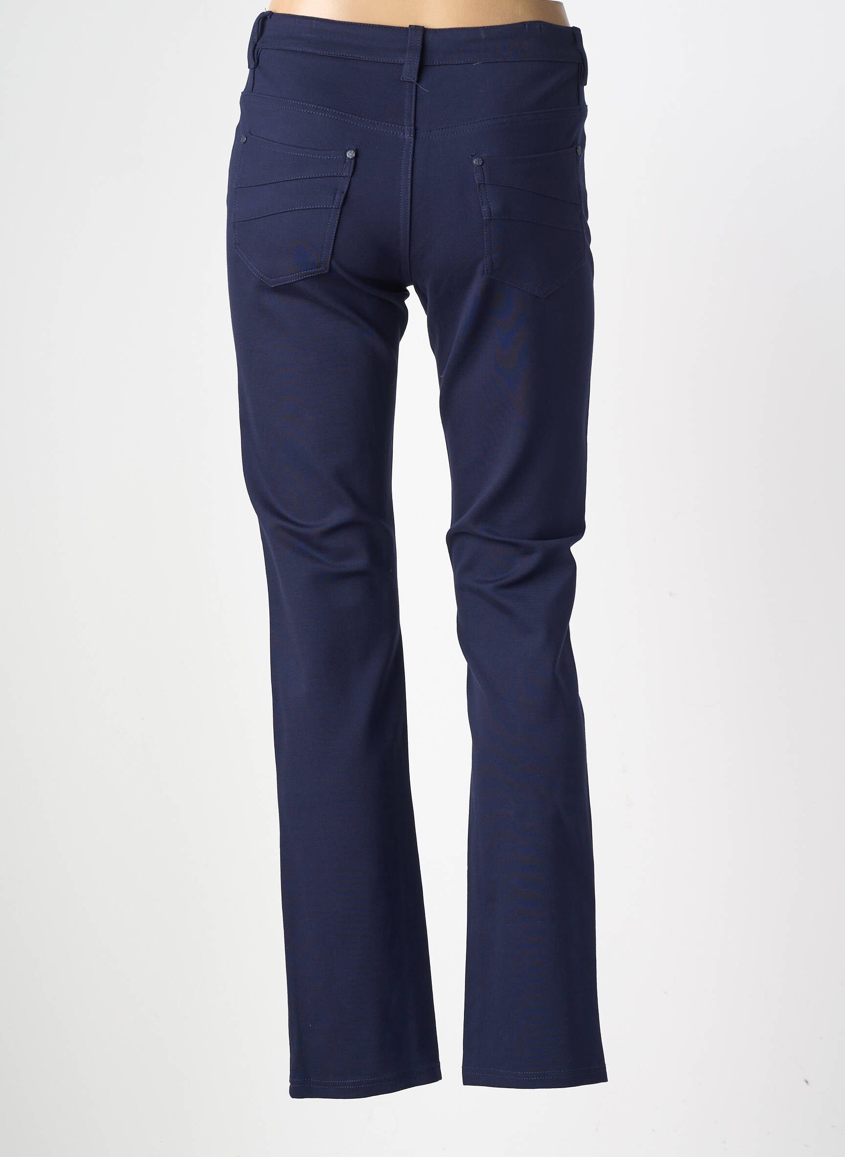 Pantalon slim țesătură poplin mărime normală albastru GEVANA femeie