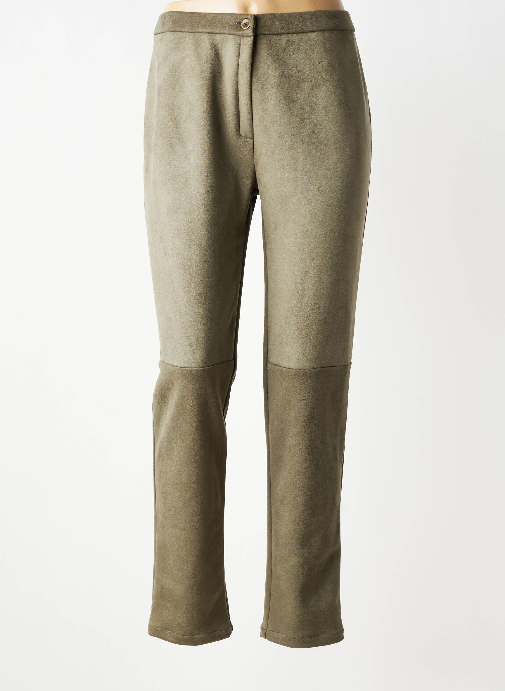 Pantalon slim talie elastică mărime normală verde GEVANA femeie