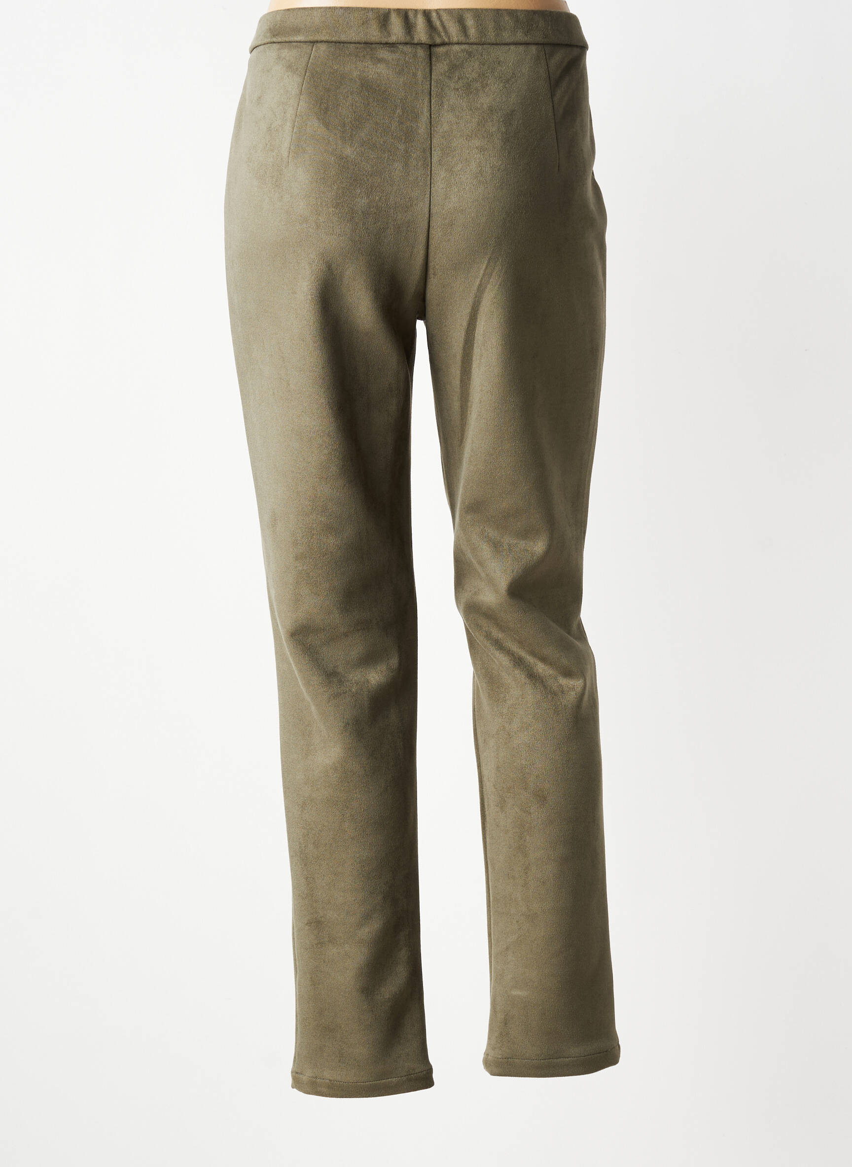 Pantalon slim talie elastică mărime normală verde GEVANA femeie