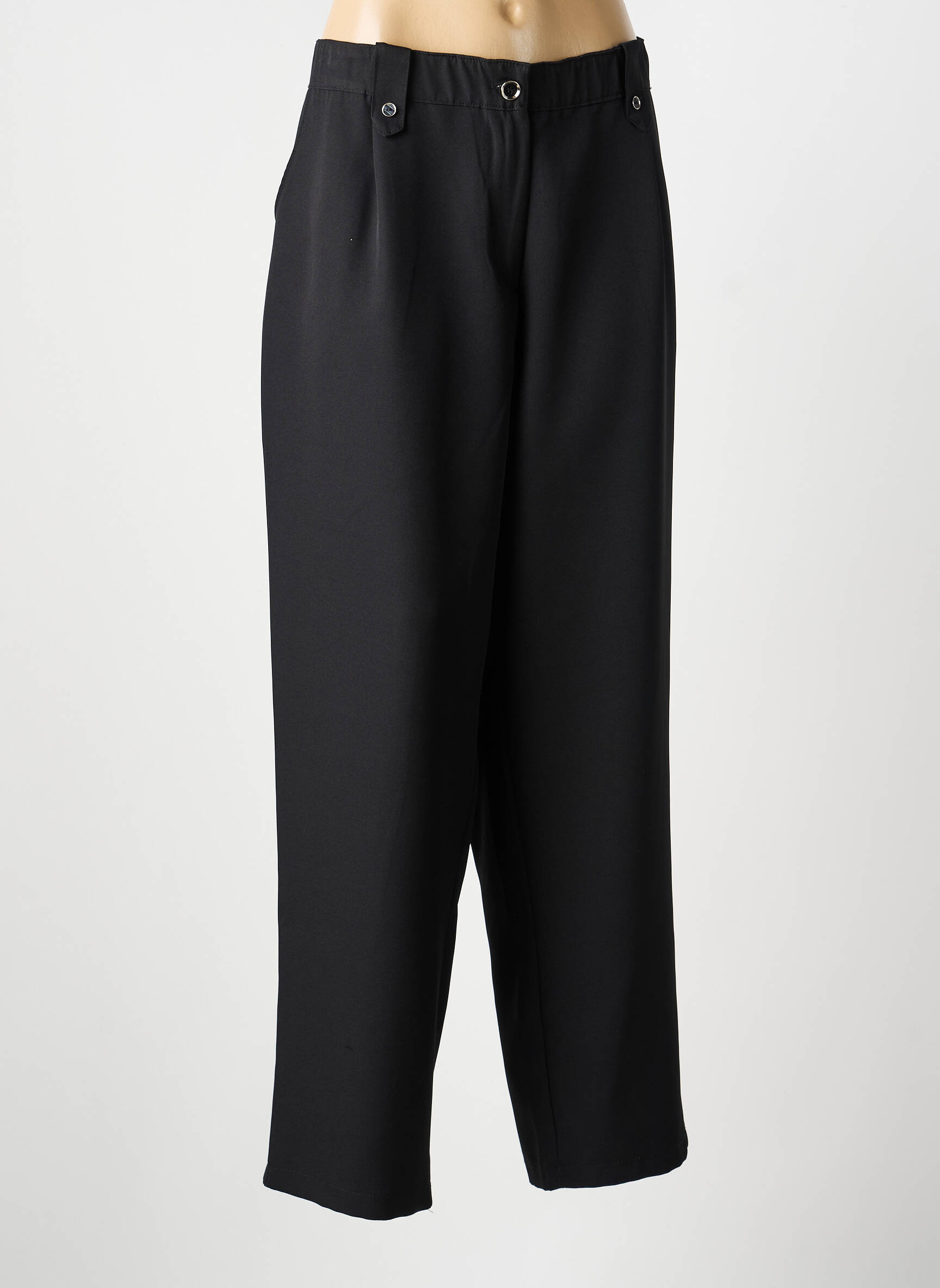 Pantalon drept țesătură poplin mărime normală negru VETISTYLE femeie