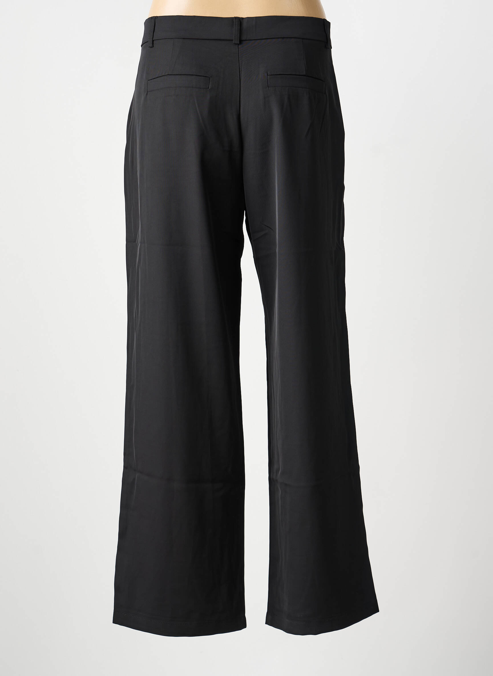 Pantalon larg țesătură crep talie înaltă negru JCL femeie