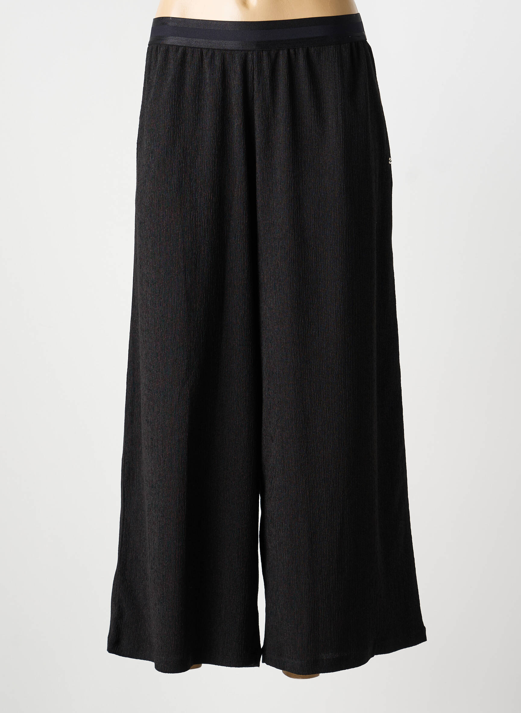 Pantalon larg țesătură crep mărime normală negru LUTHA femeie
