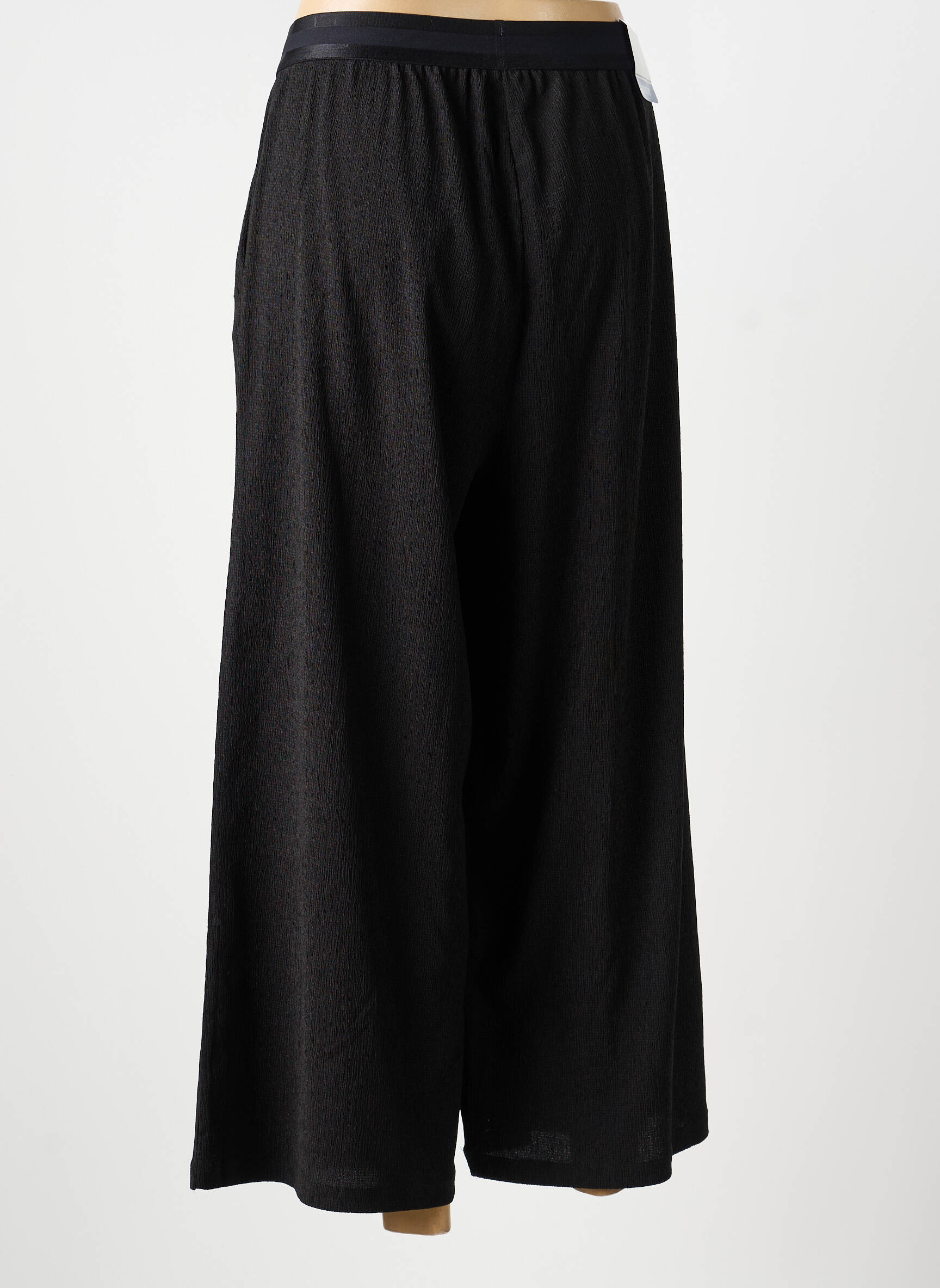 Pantalon larg țesătură crep mărime normală negru LUTHA femeie