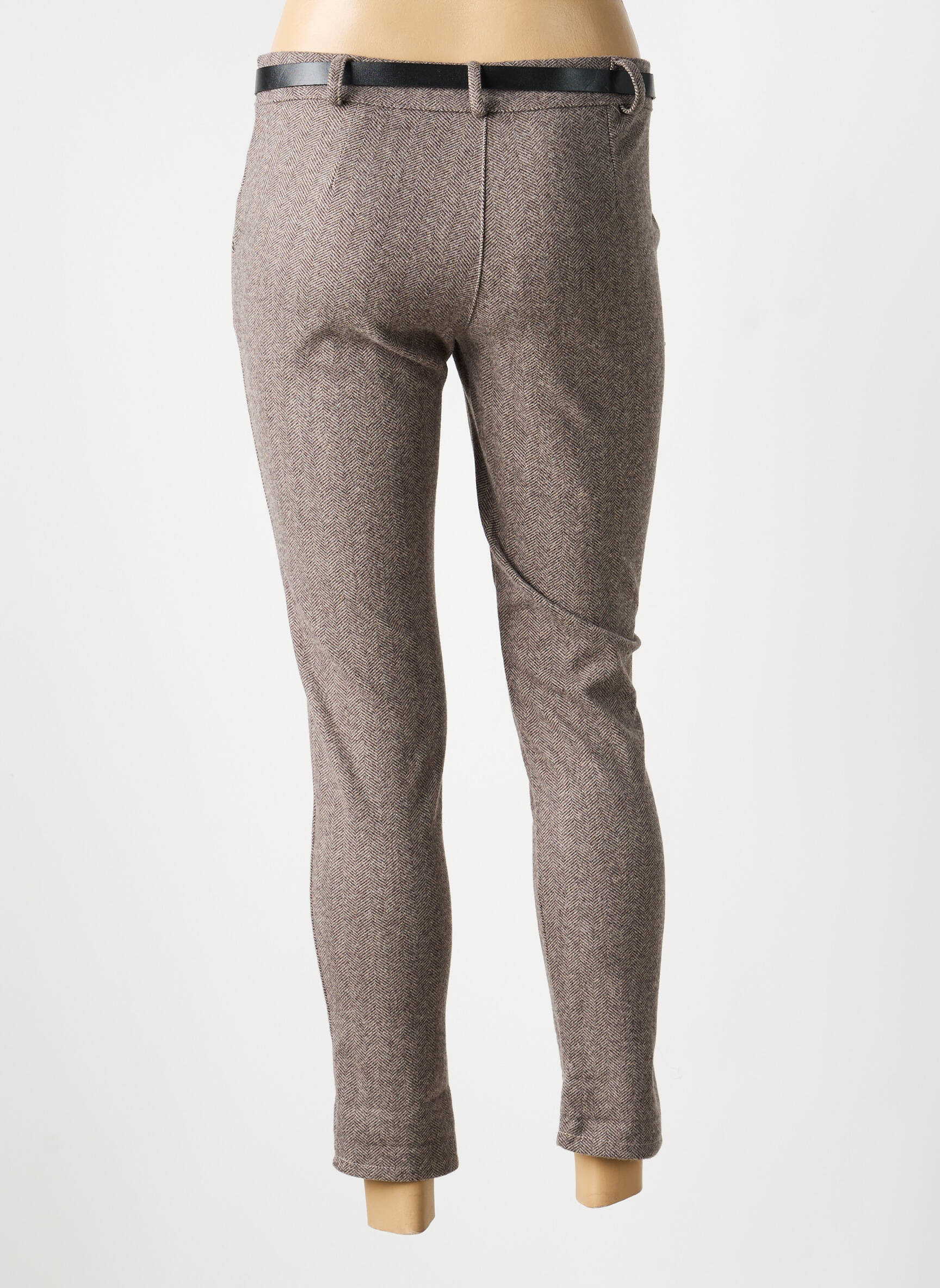 Pantalon 7/8 talie cu cleme mărime normală maro MODA femeie