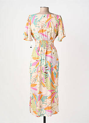 Rochie lungă țesătură poplin mâneci scurte bej RIP CURL femeie