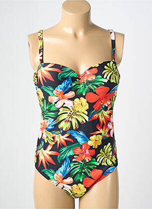 Costum de baie dintr-o singură piesă efect material satinat top sutien modelat negru VIDOYA femeie