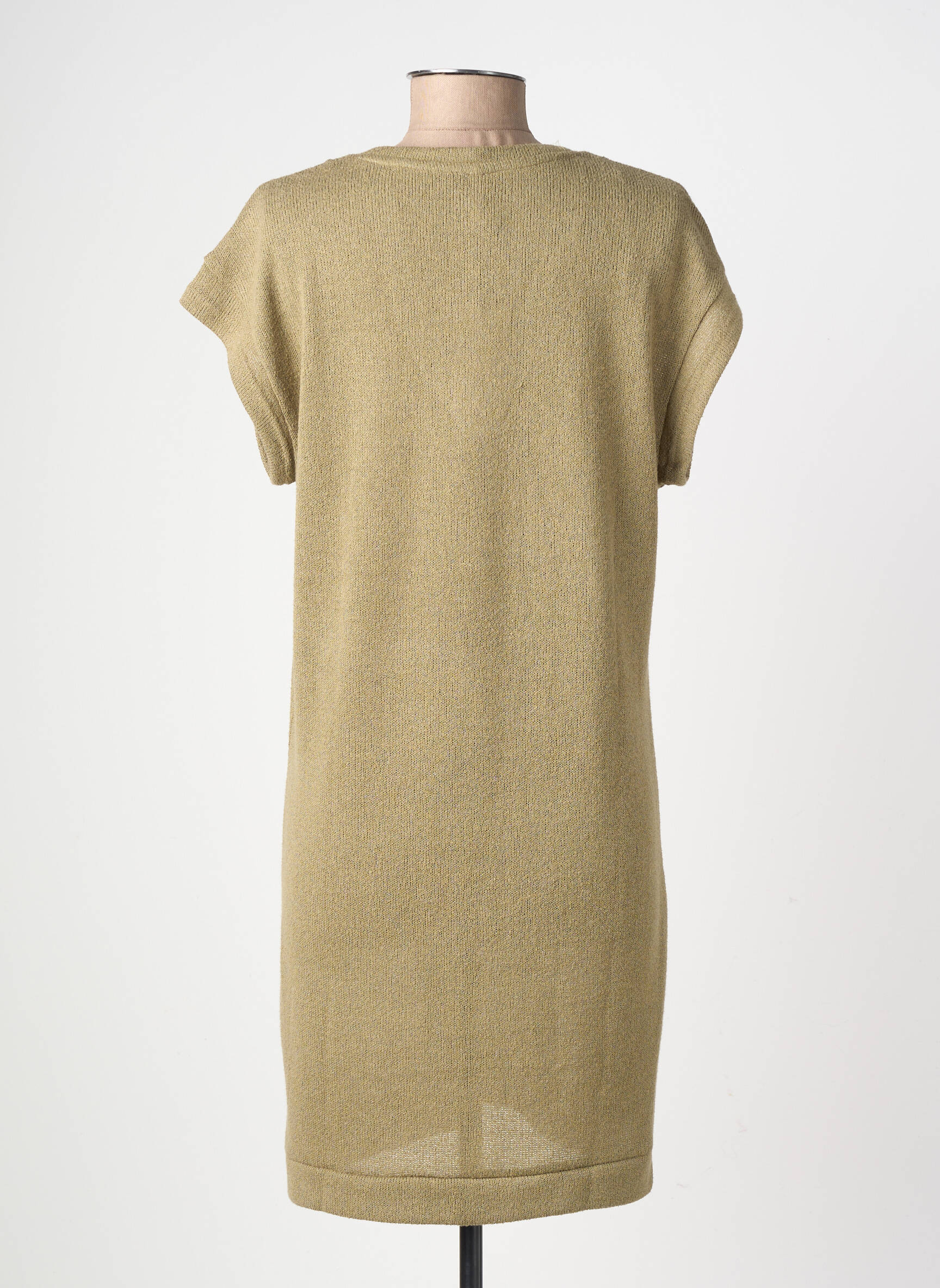 Rochie pulover guler în v mâneci scurte verde SUN VALLEY femeie