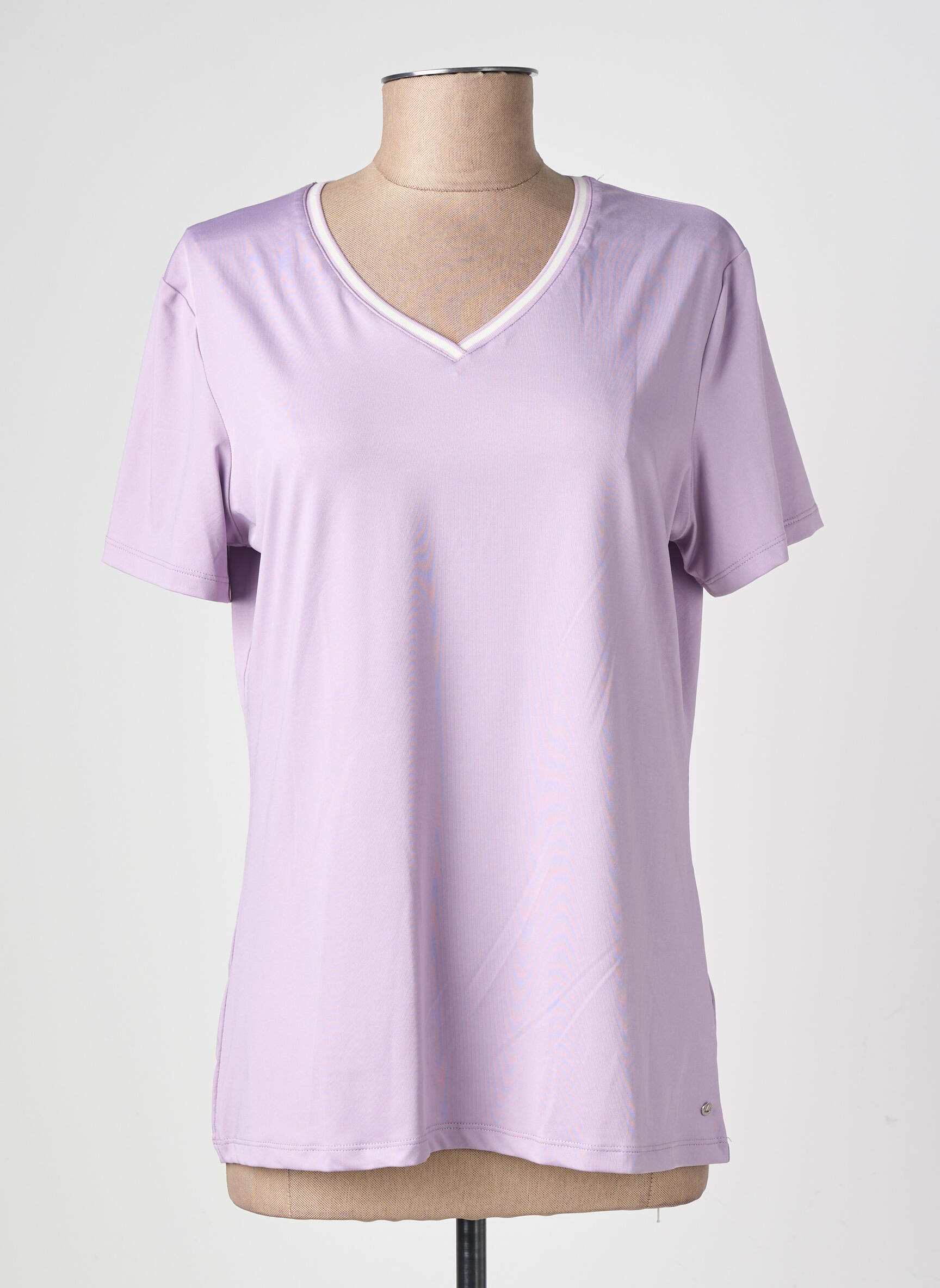 Tricou guler în v mâneci scurte violet LUTHA femeie