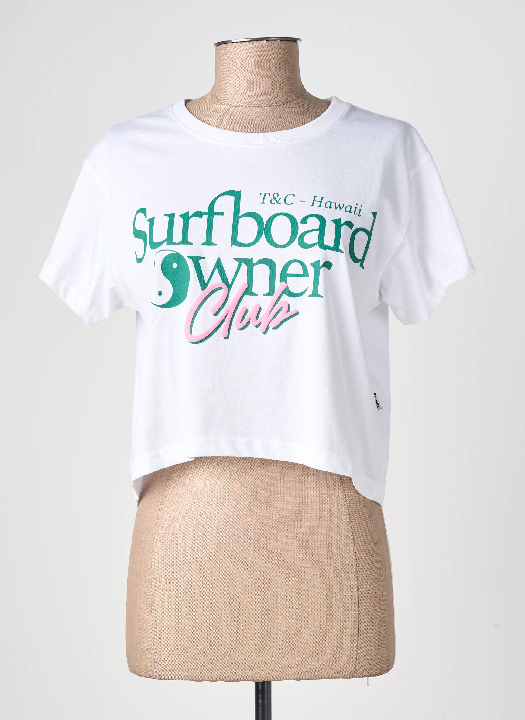 Tricou croială dreaptă mâneci scurte alb TUC SURF femeie