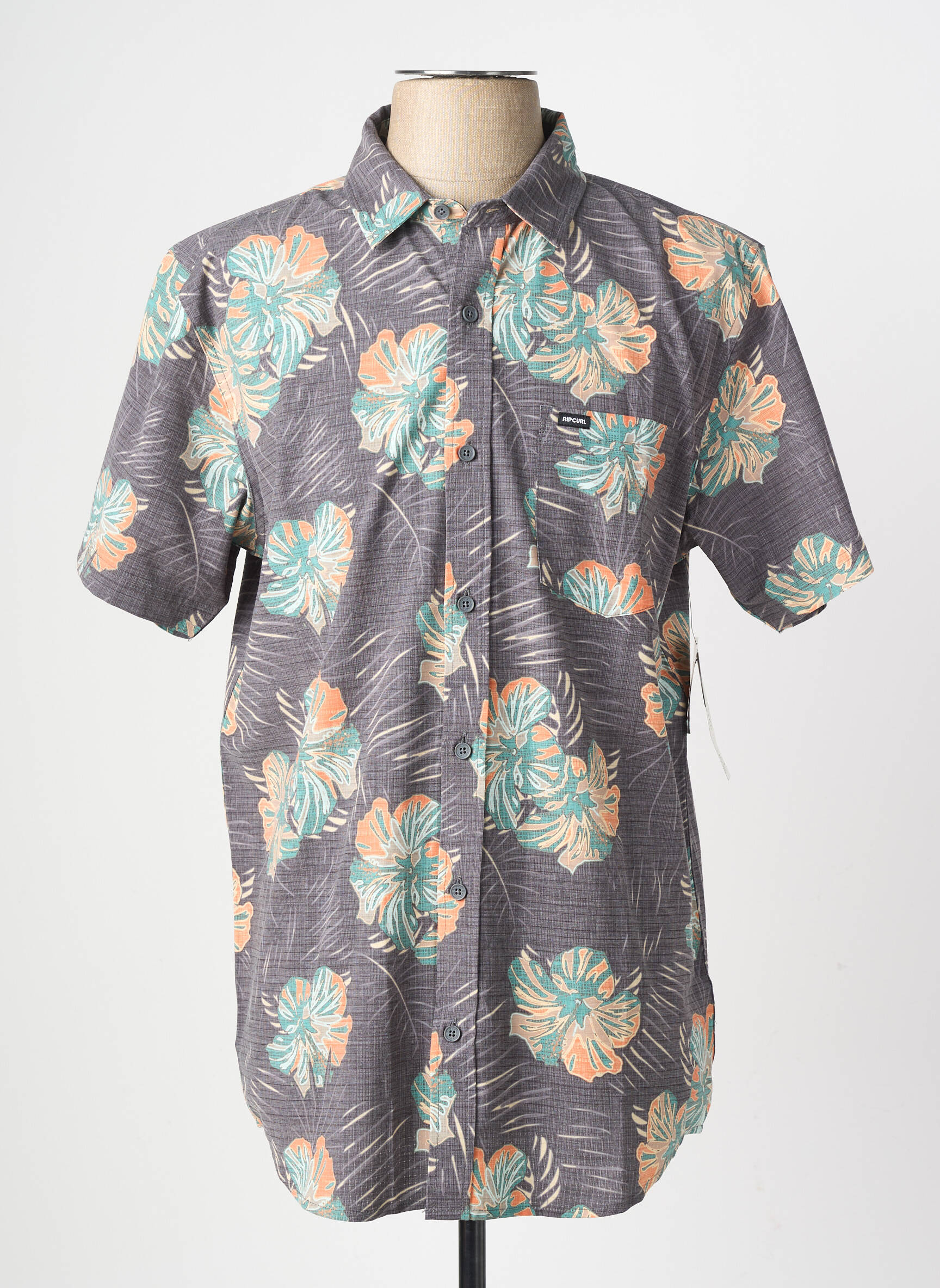 Cămașă cu mâneci scurte imprimeu tie and dye gri RIP CURL bărbat
