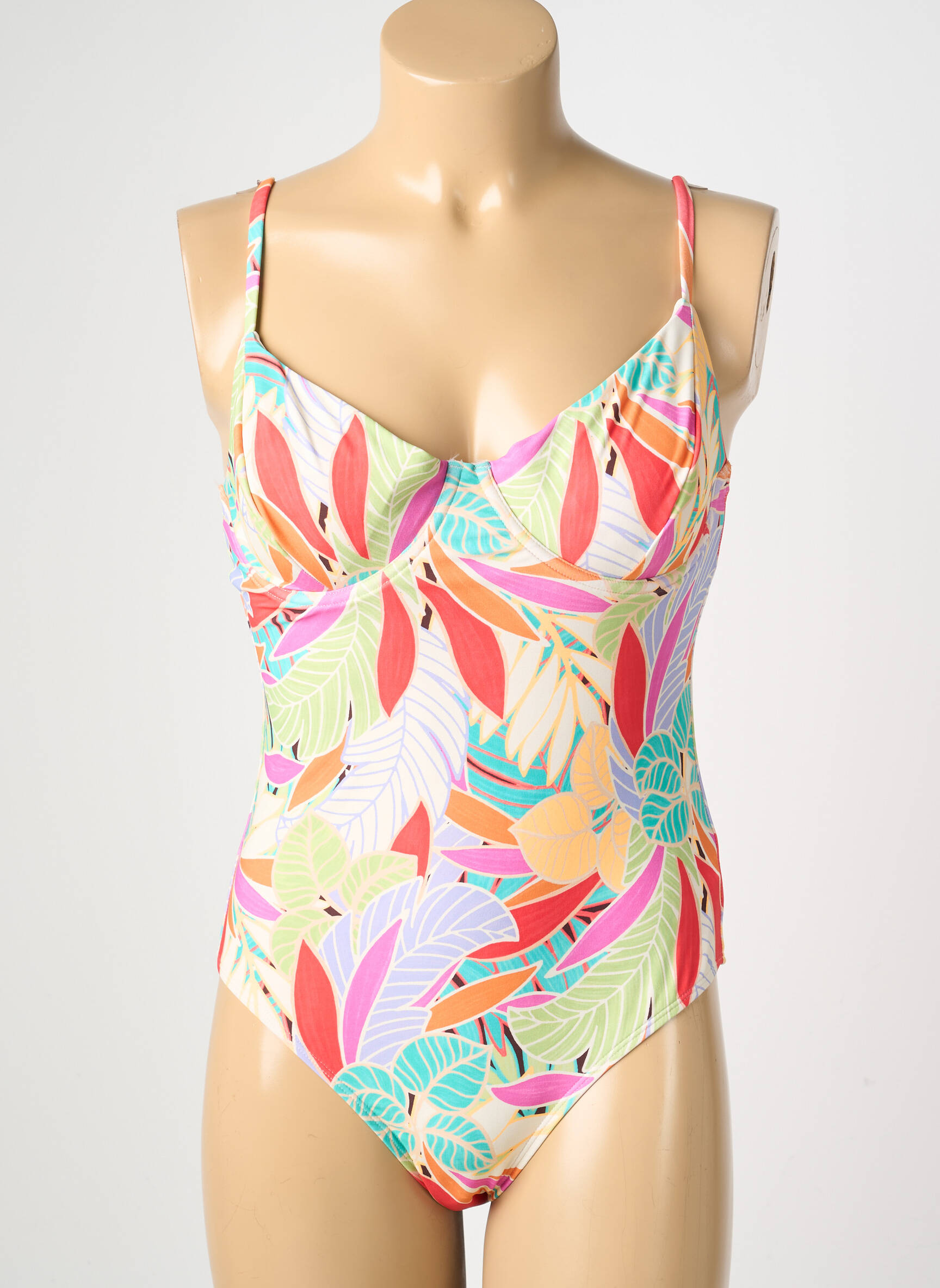 Costum de baie dintr-o singură piesă efect material satinat sutien cupe întregi cu decolteu înalt roșu RIP CURL femeie
