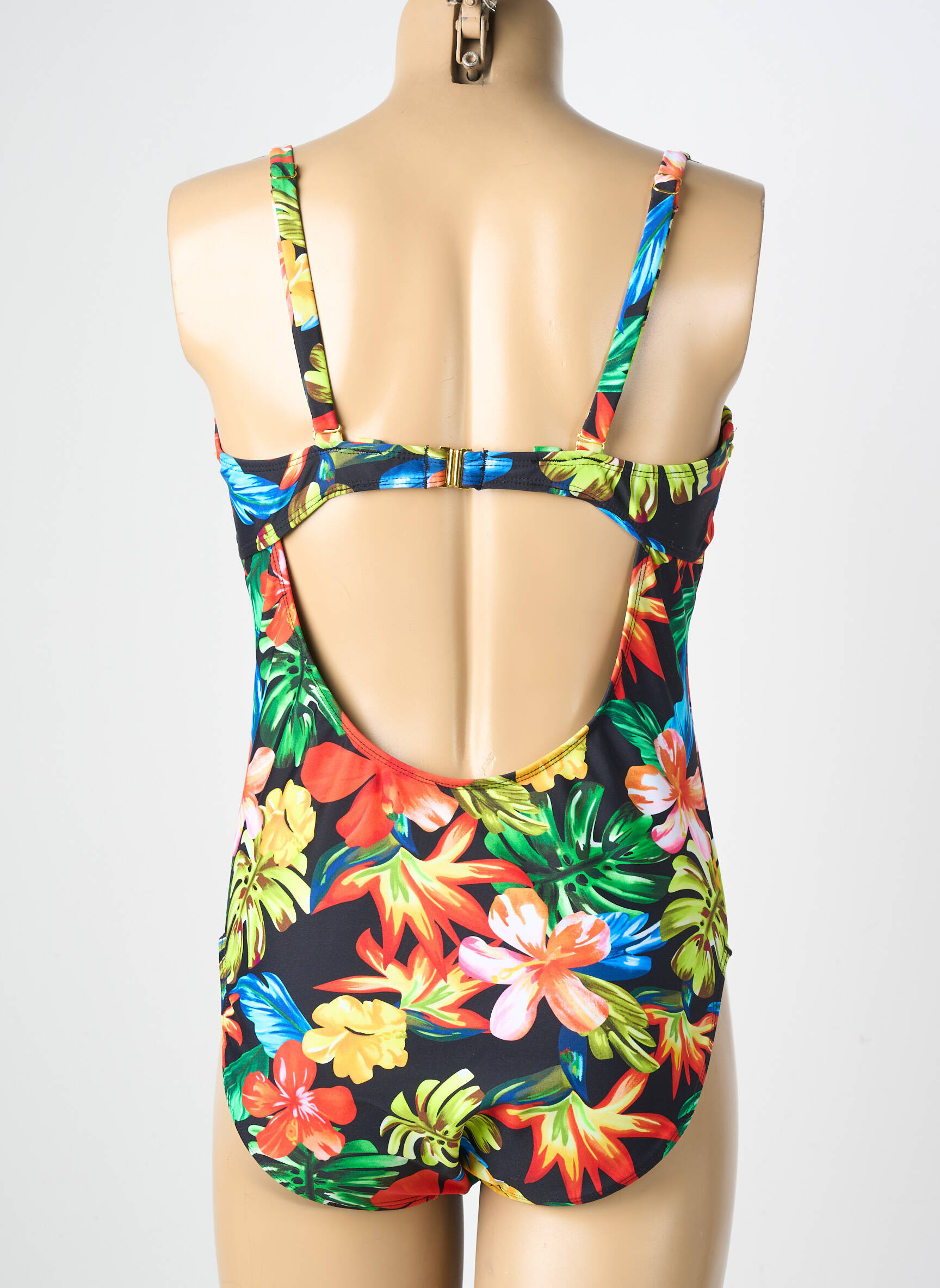 Costum de baie dintr-o singură piesă efect material satinat top sutien modelat negru VIDOYA femeie