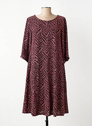 Rochie midi croială fluidă mâneci 3/4 roz GEVANA femeie