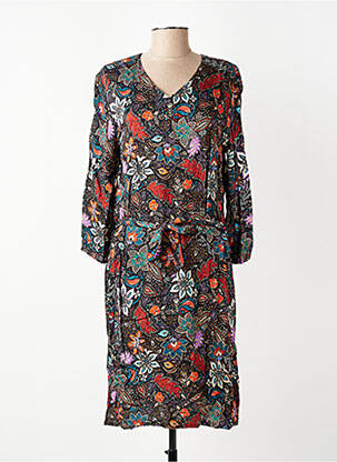 Rochie midi imprimeu floral mâneci lungi negru GEVANA femeie