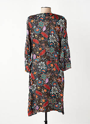 Rochie midi imprimeu floral mâneci lungi negru GEVANA femeie