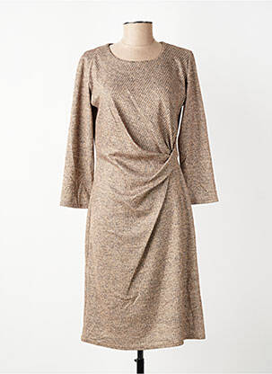 Rochie midi mâneci lungi mâneci lungi bej GEVANA femeie