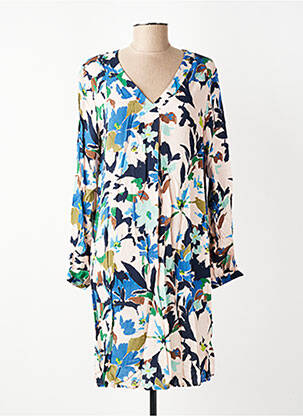 Rochie midi imprimeu floral mâneci lungi albastru GEVANA femeie