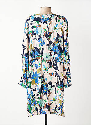 Rochie midi imprimeu floral mâneci lungi albastru GEVANA femeie