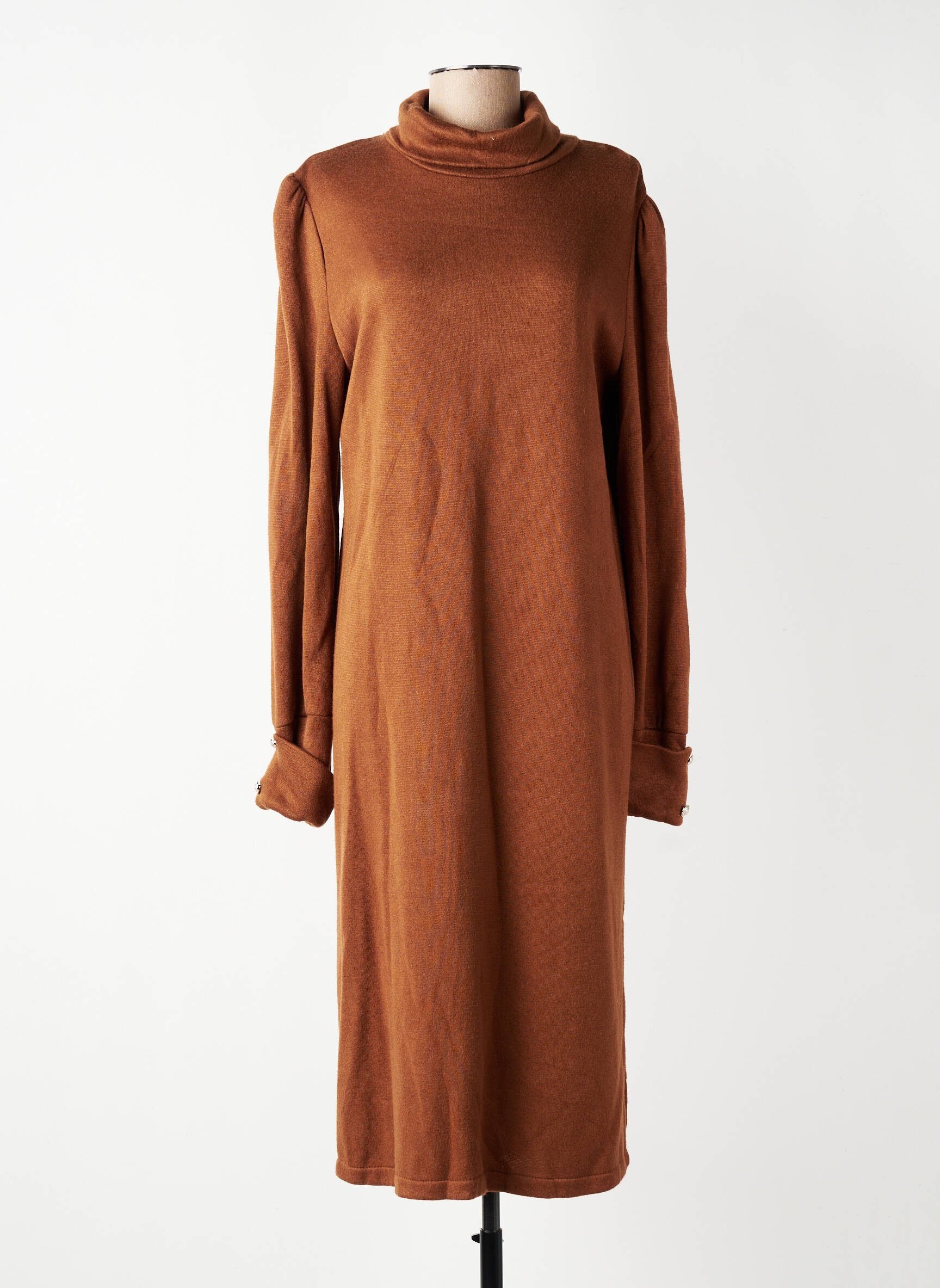 Rochie pulover elasticitate mâneci lungi maro DIVILUNE femeie