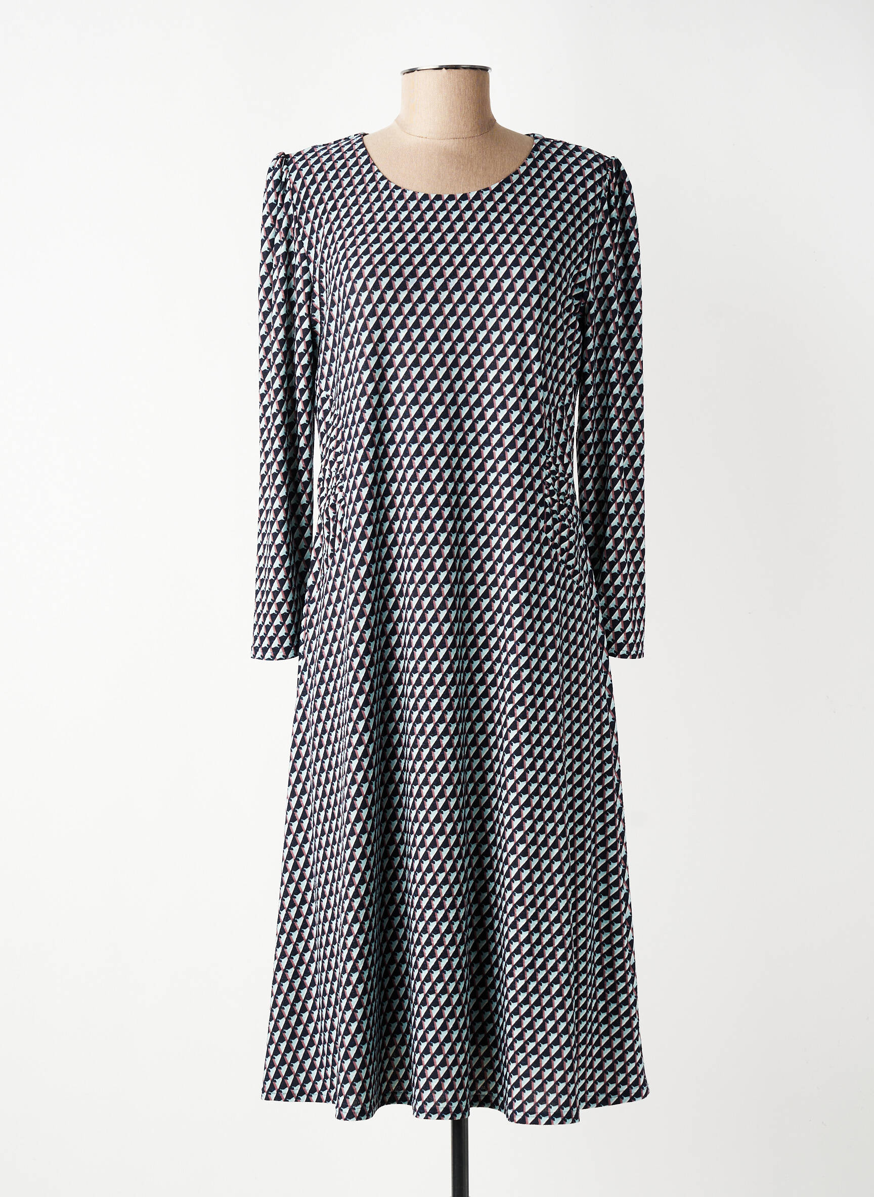 Rochie midi imprimeu fantezie mâneci lungi negru GEVANA femeie