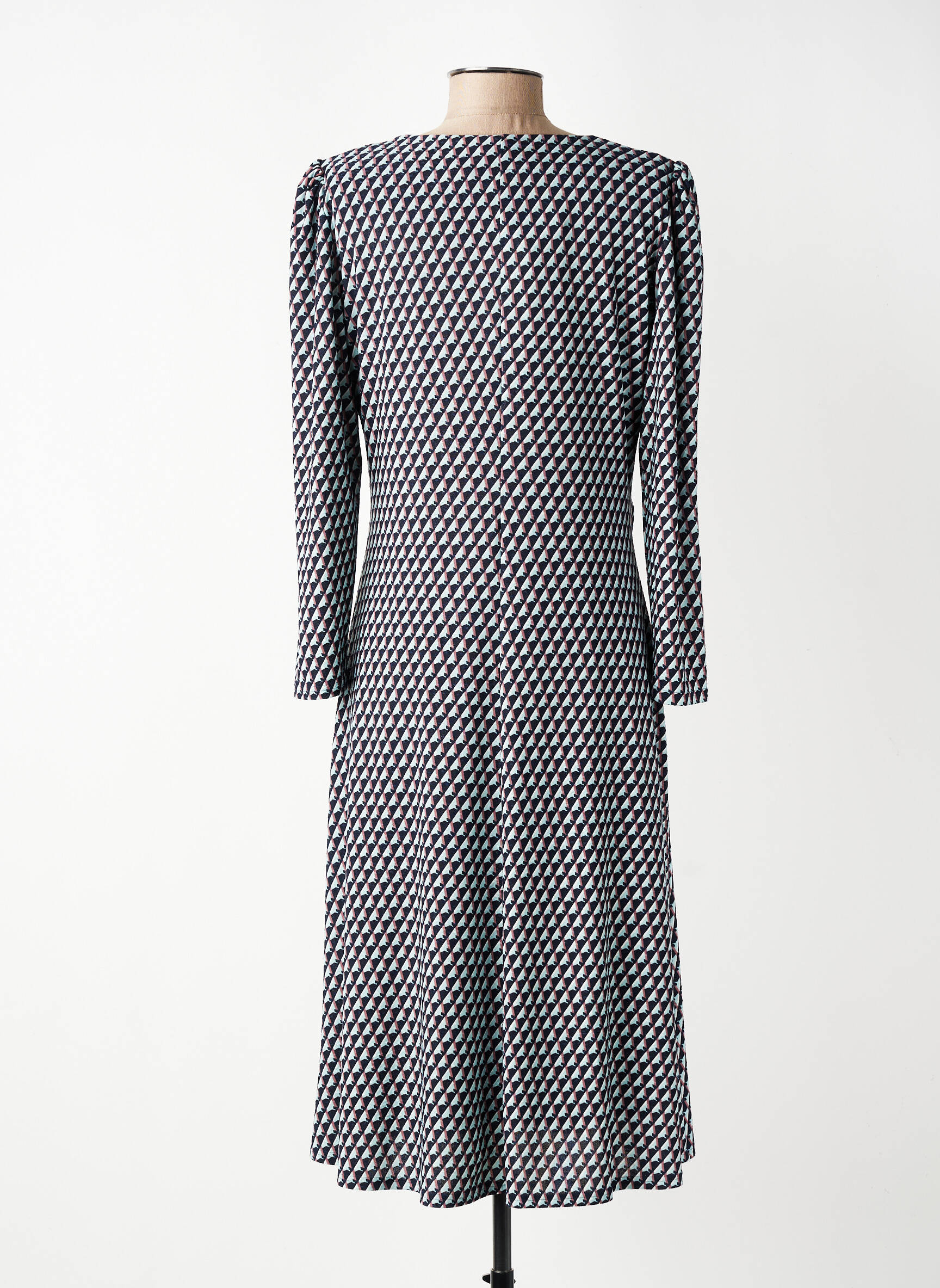 Rochie midi imprimeu fantezie mâneci lungi negru GEVANA femeie