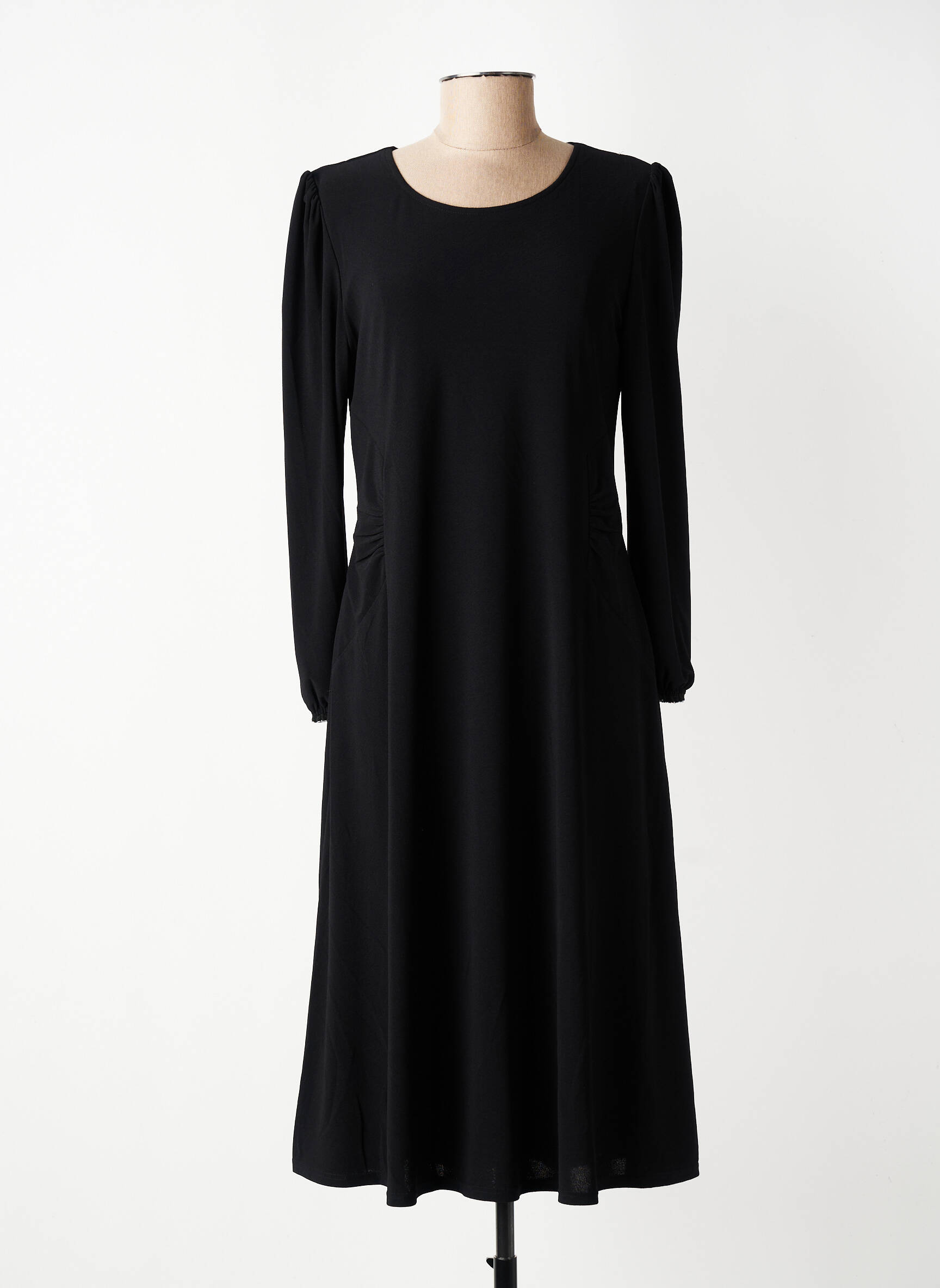 Rochie midi mâneci lungi mâneci lungi negru GEVANA femeie