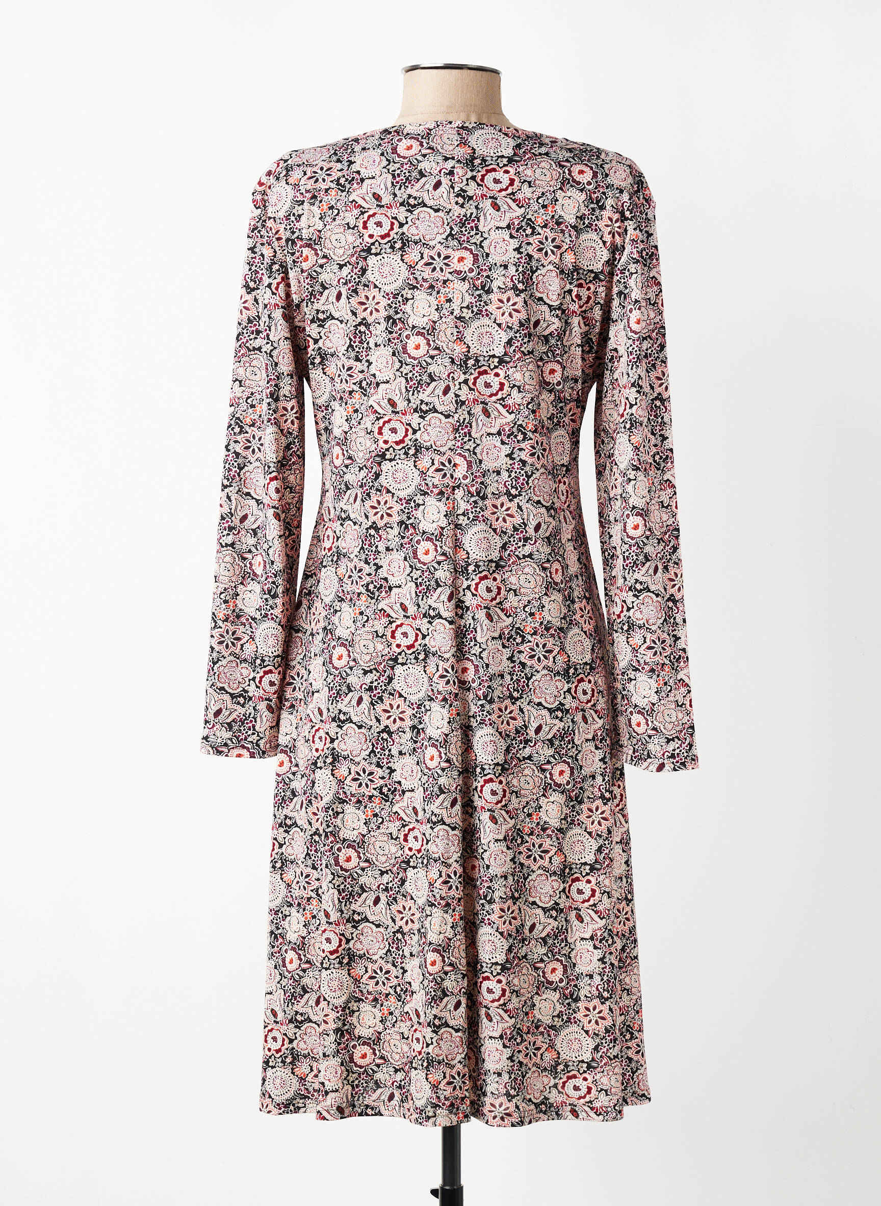 Rochie midi imprimeu floral mâneci lungi roșu GEVANA femeie