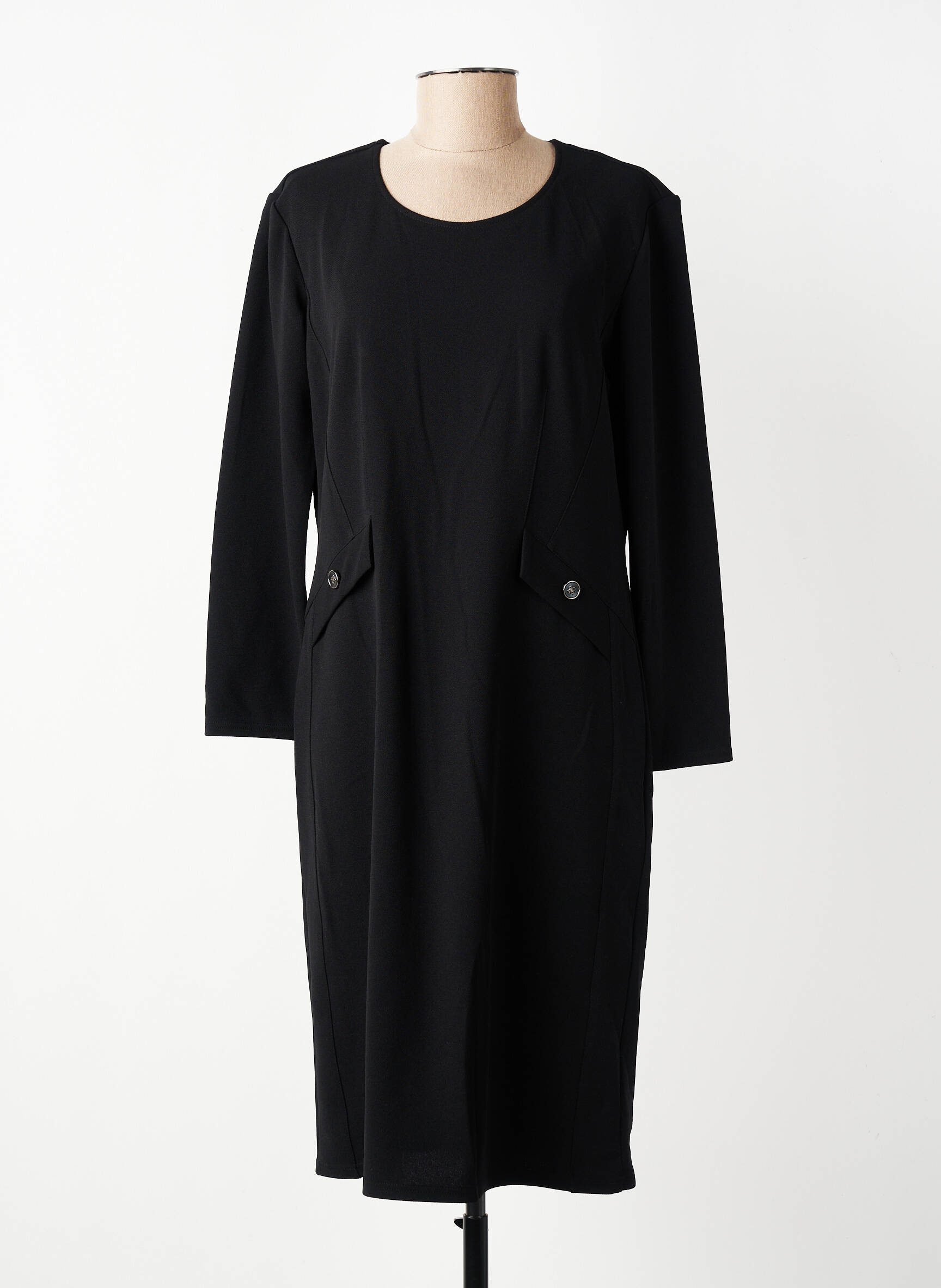 Rochie midi mâneci lungi mâneci lungi negru GEVANA femeie