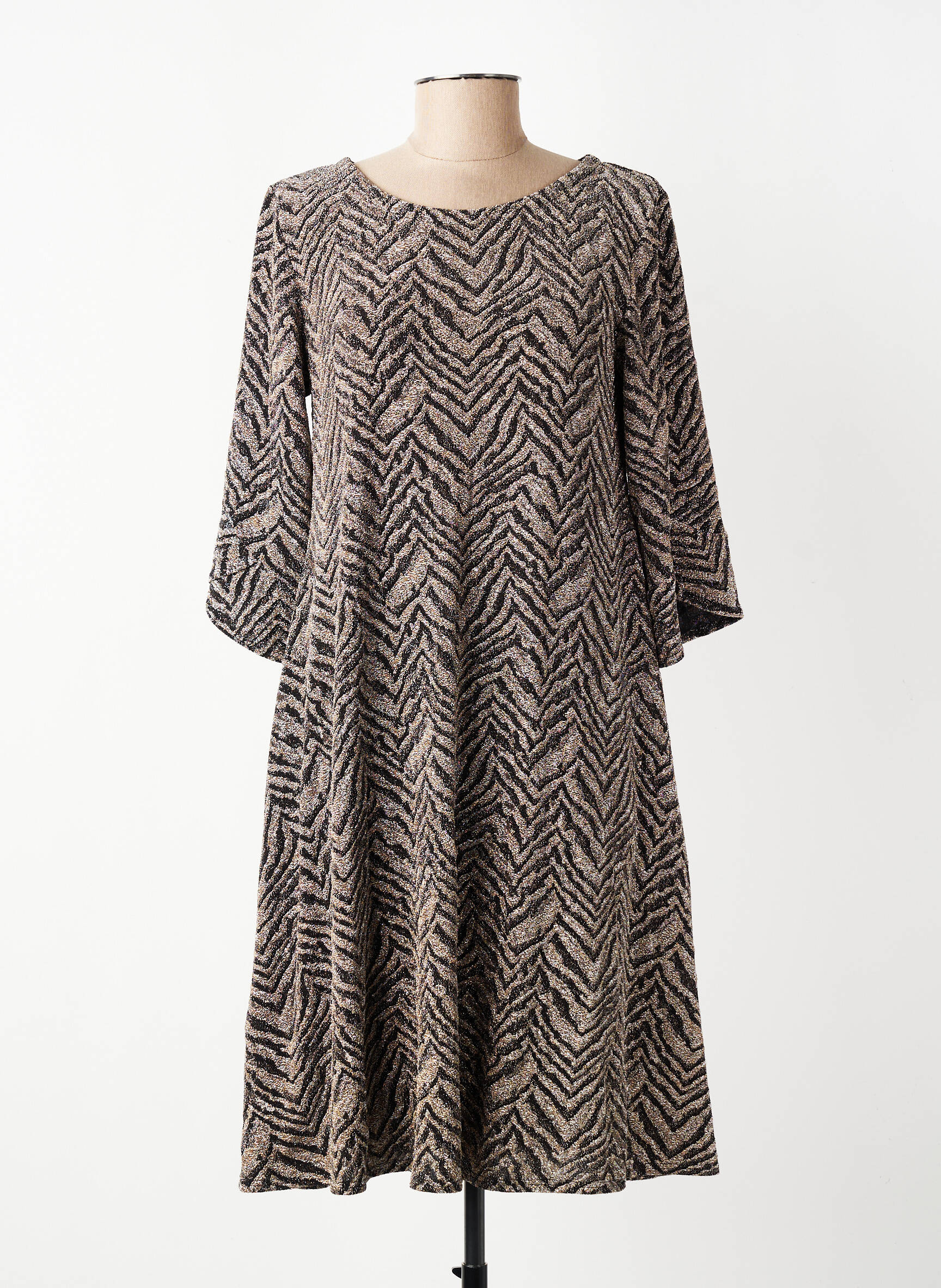 Rochie midi croială fluidă mâneci 3/4 argintiu GEVANA femeie