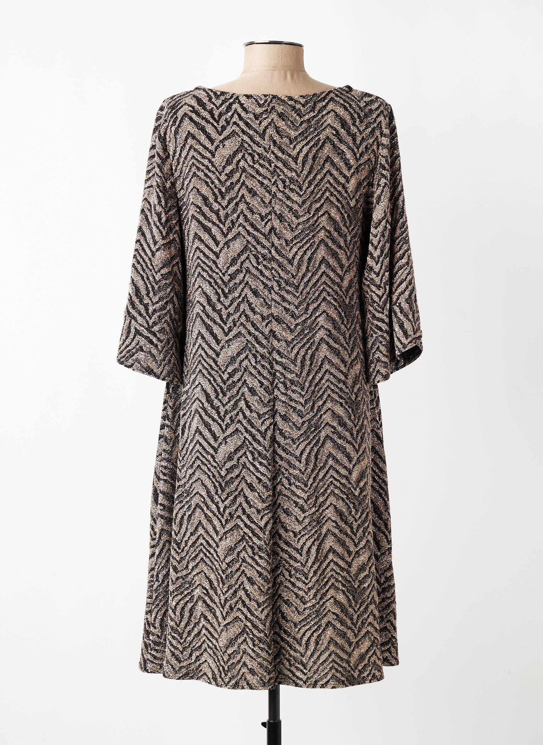 Rochie midi croială fluidă mâneci 3/4 argintiu GEVANA femeie