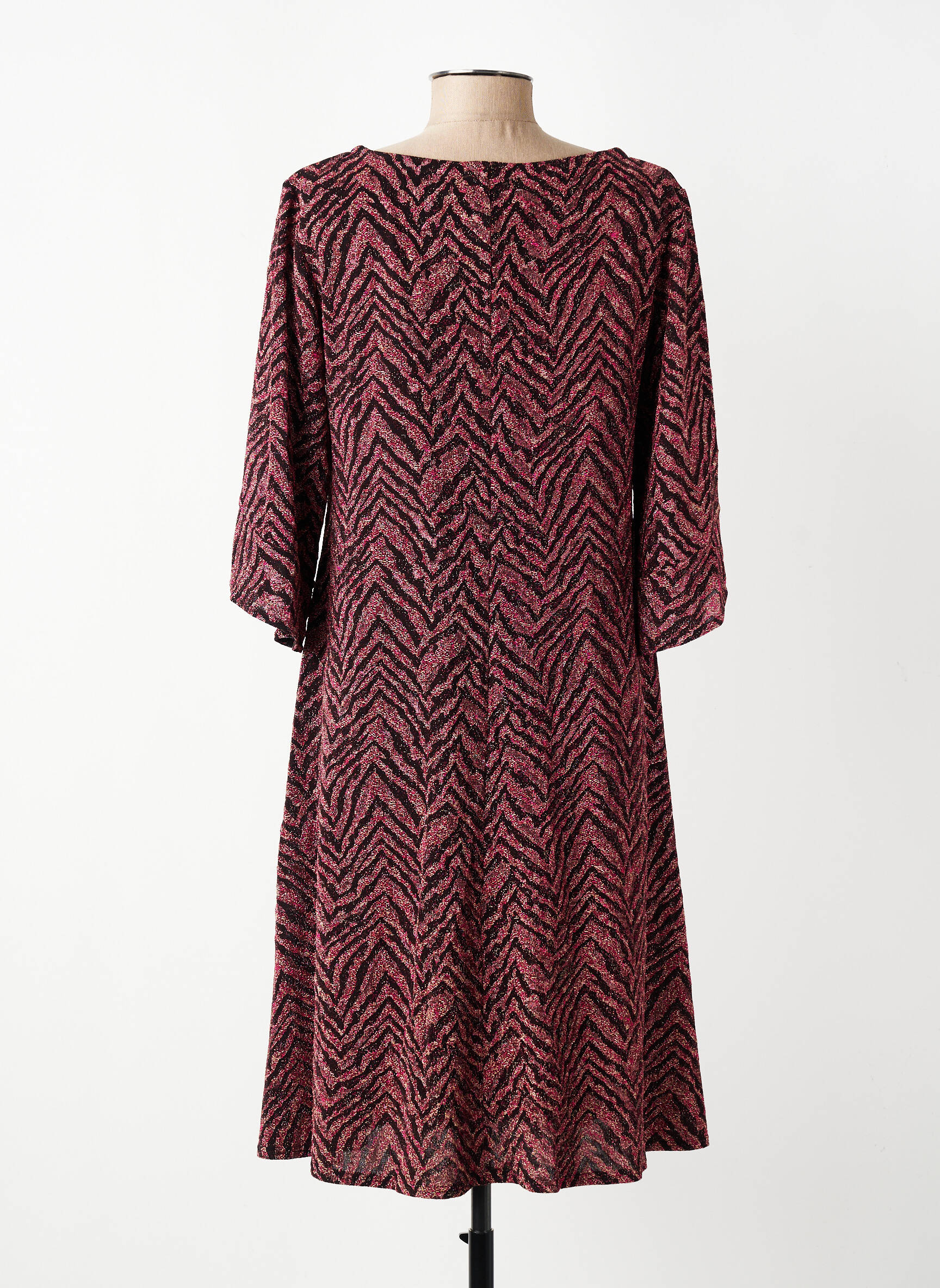 Rochie midi croială fluidă mâneci 3/4 roz GEVANA femeie