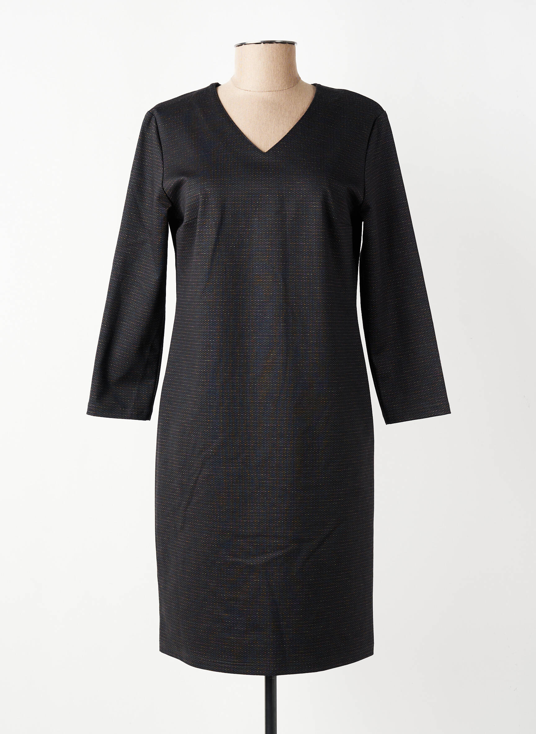 Rochie midi imprimeu fantezie mâneci lungi negru GEVANA femeie