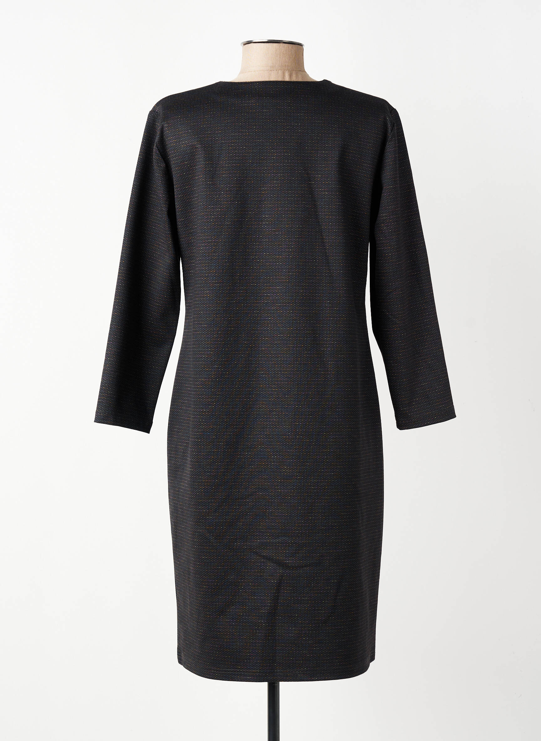 Rochie midi imprimeu fantezie mâneci lungi negru GEVANA femeie