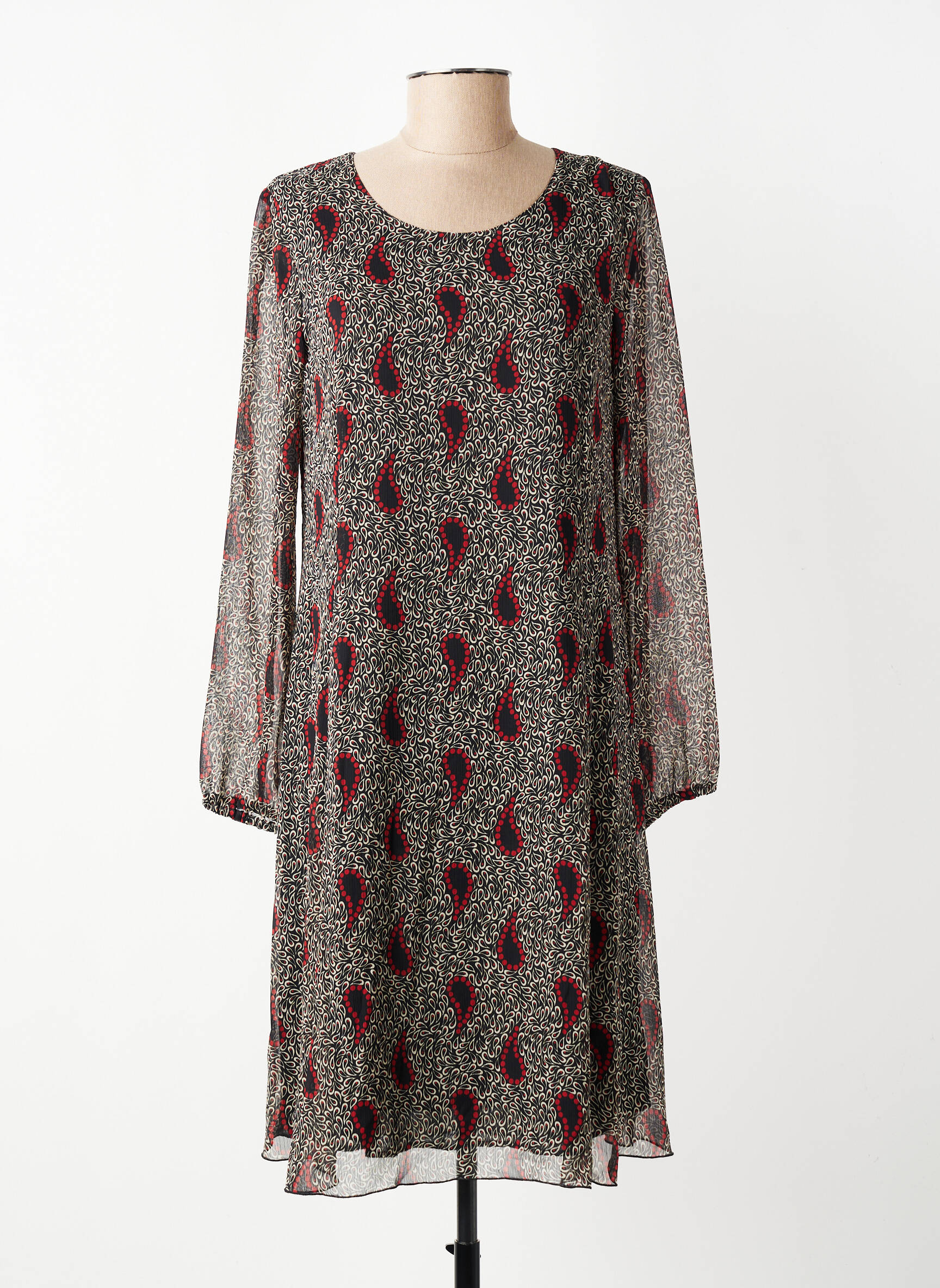 Rochie midi croială fluidă mâneci lungi negru GEVANA femeie