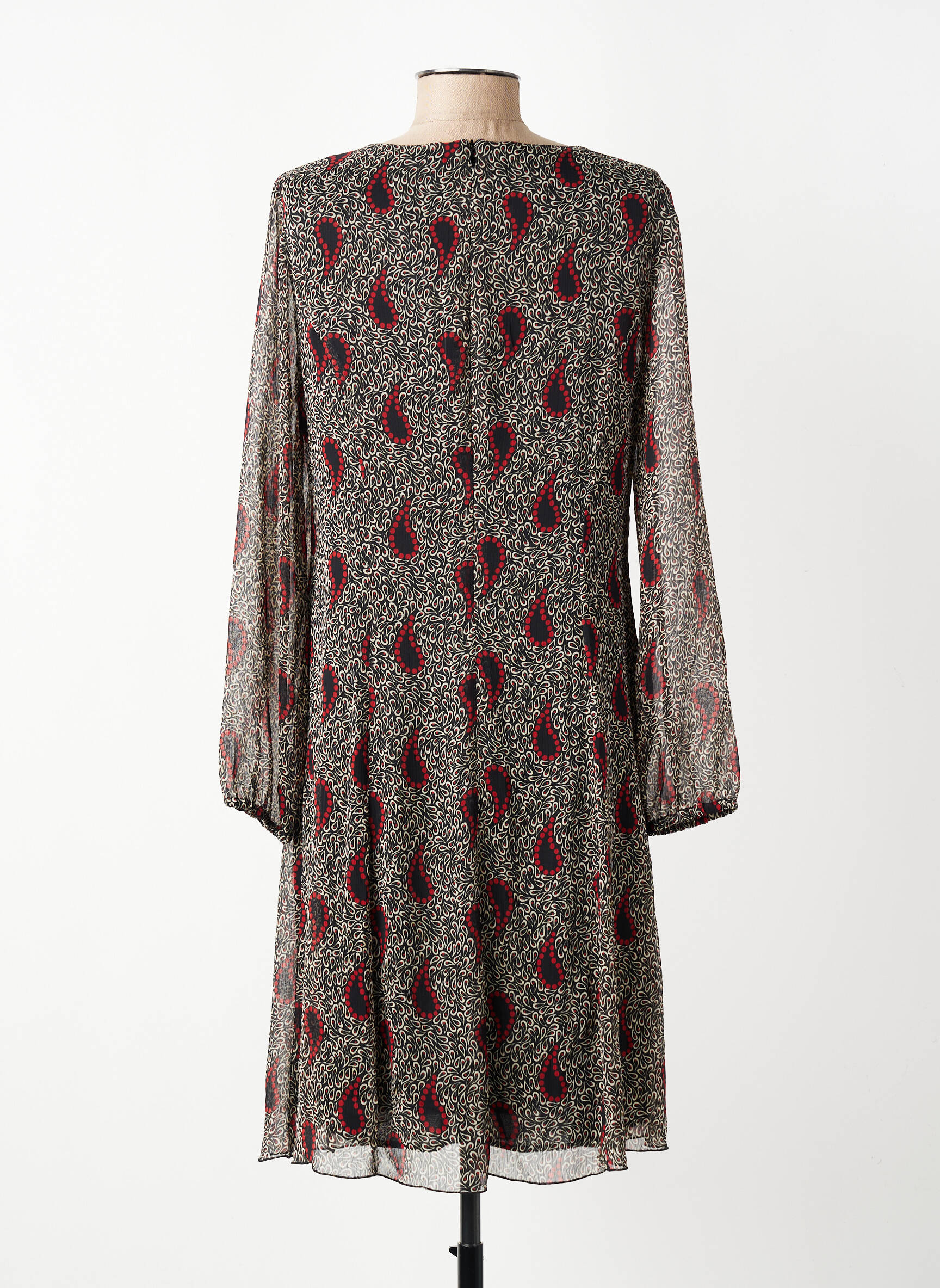 Rochie midi croială fluidă mâneci lungi negru GEVANA femeie