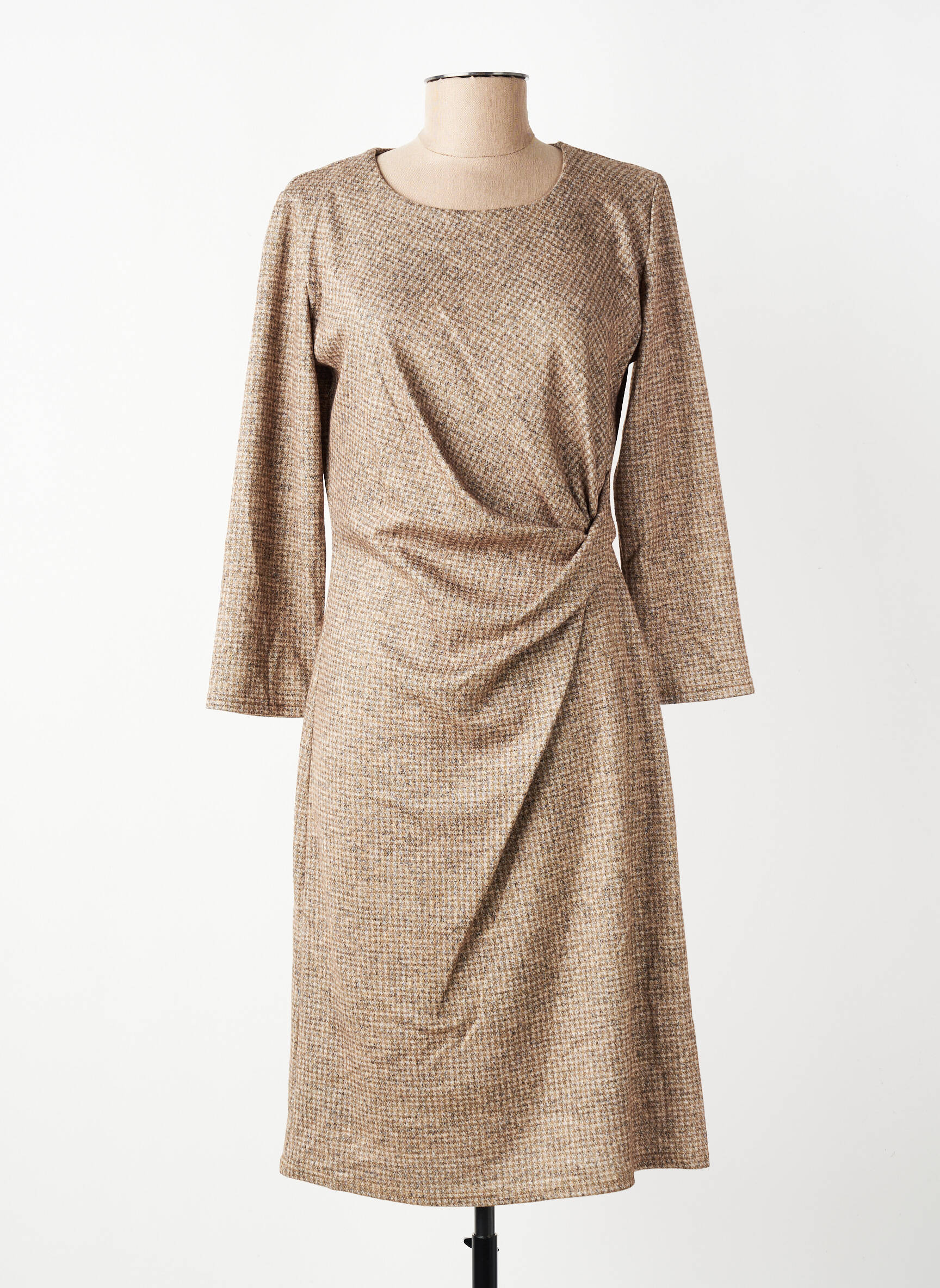Rochie midi mâneci lungi mâneci lungi bej GEVANA femeie