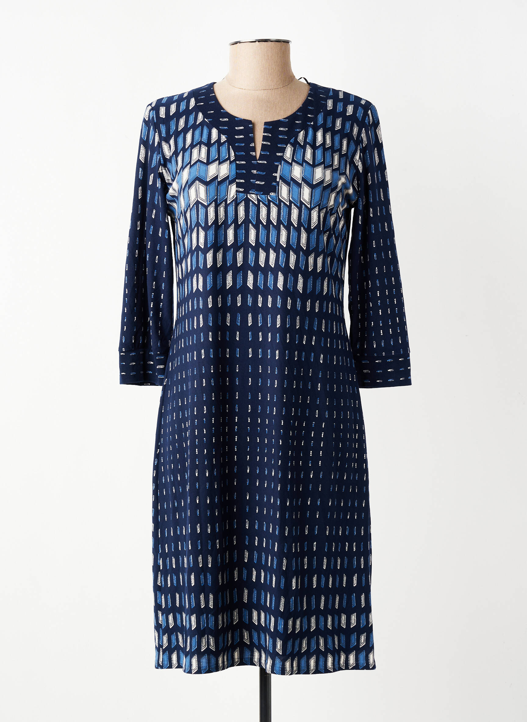 Rochie midi mâneci 3/4 mâneci 3/4 albastru GEVANA femeie