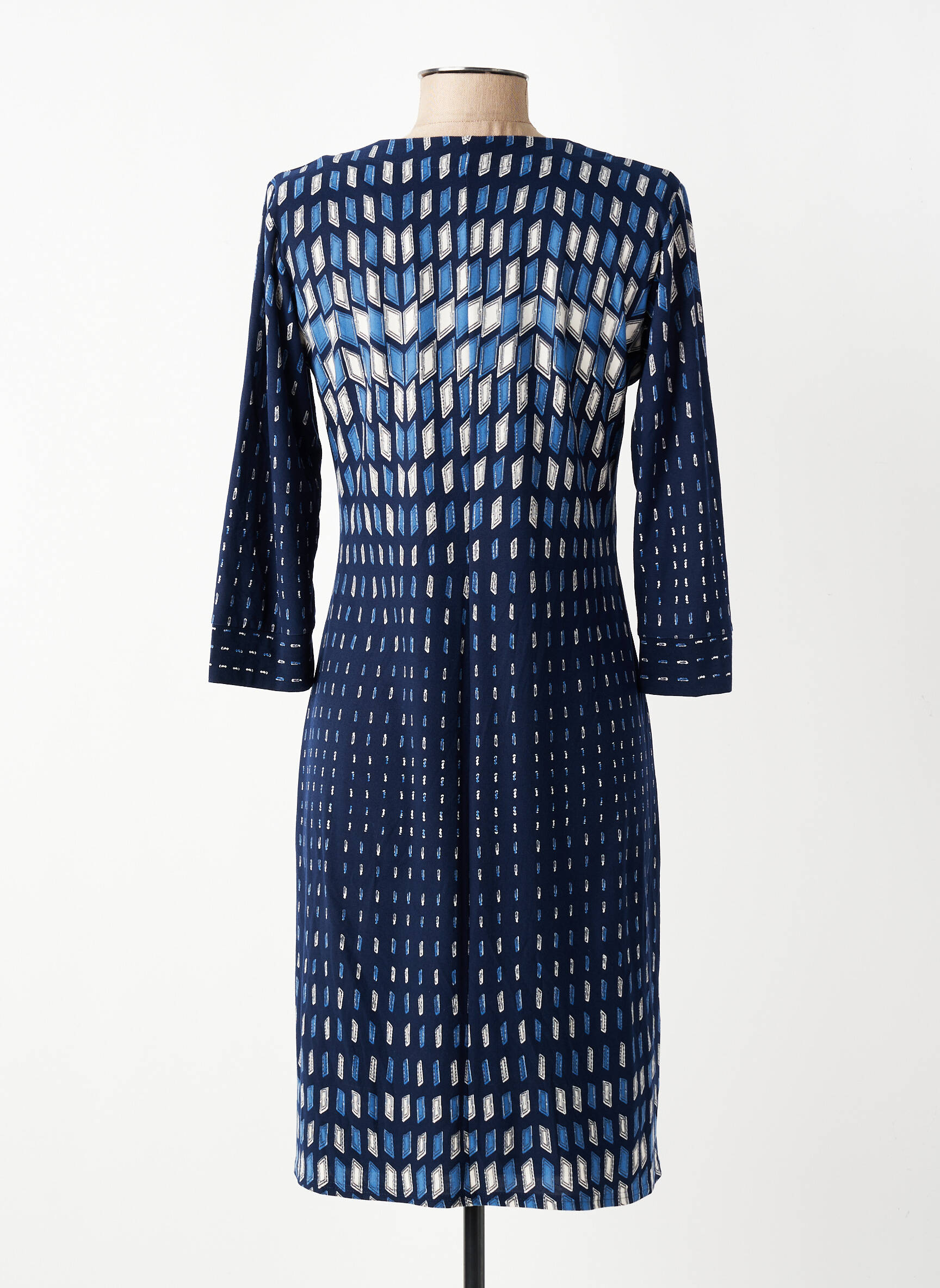 Rochie midi mâneci 3/4 mâneci 3/4 albastru GEVANA femeie