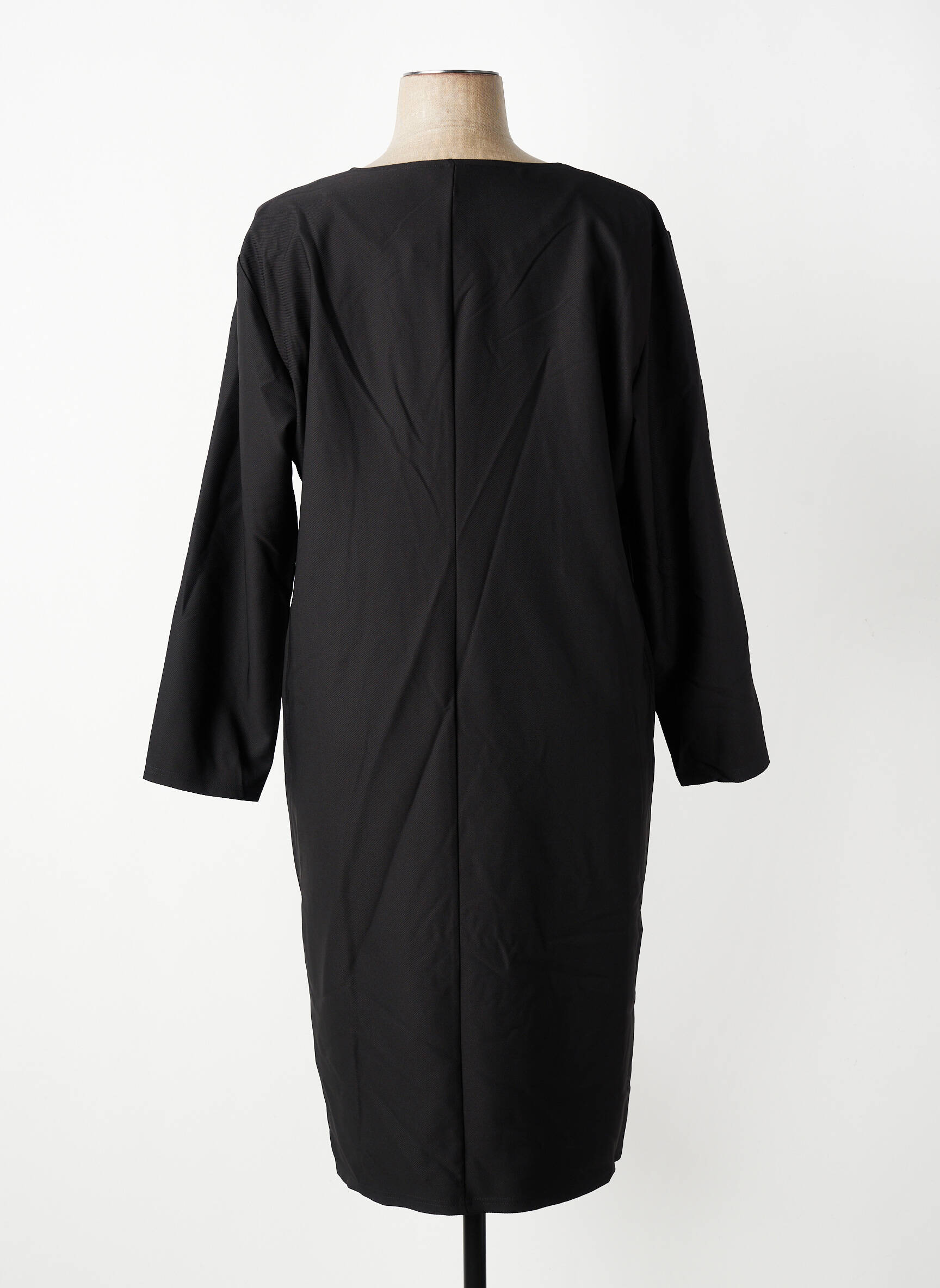 Rochie midi țesătură crep mâneci lungi negru GEVANA femeie