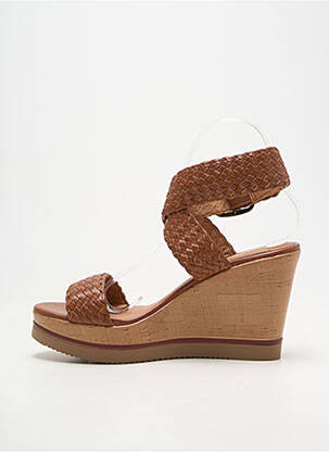 Sandale/pantofi decupați material neted toc de 7 la 9 cm maro CHATTAWAK femeie