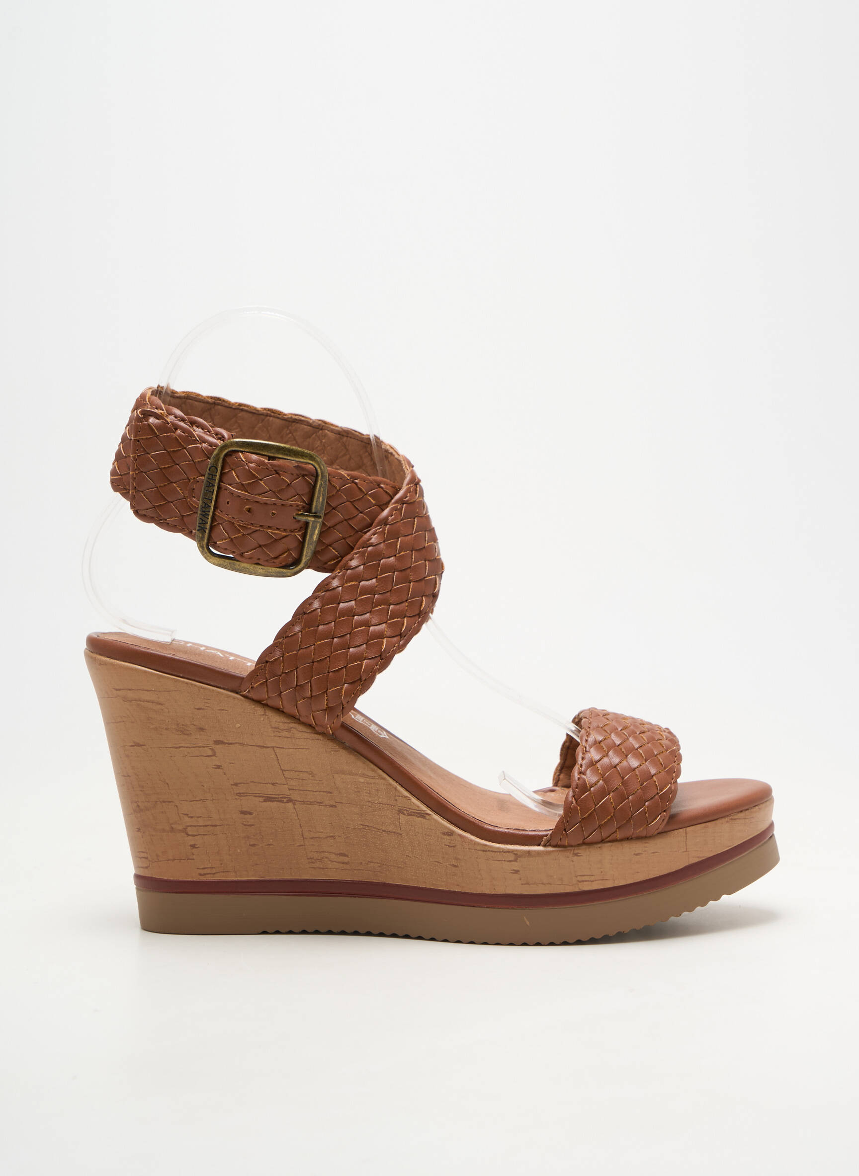 Sandale/pantofi decupați material neted toc de 7 la 9 cm maro CHATTAWAK femeie